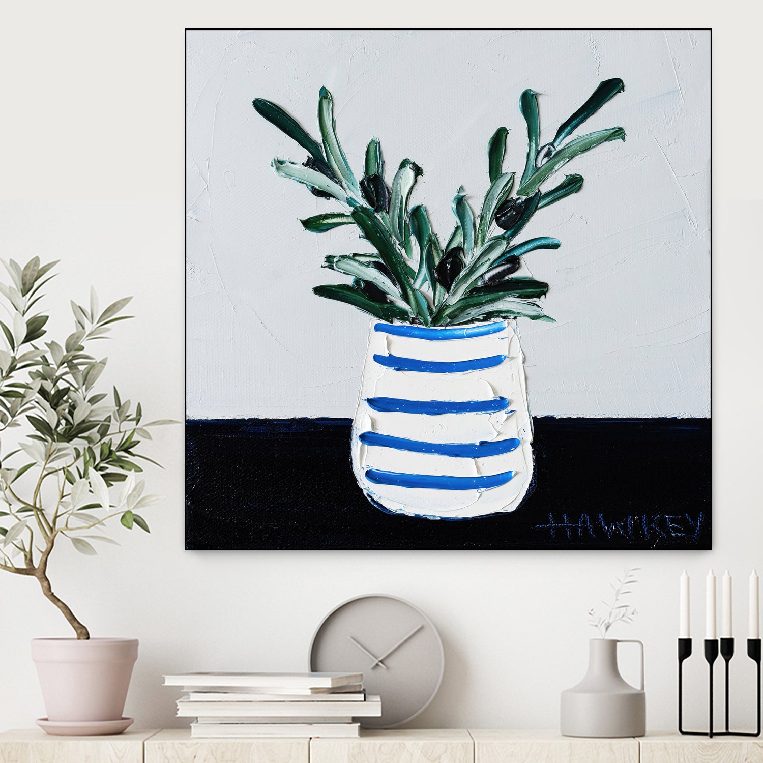 Navy Olive Master by Angela on GIANT ART - green illustration painterly