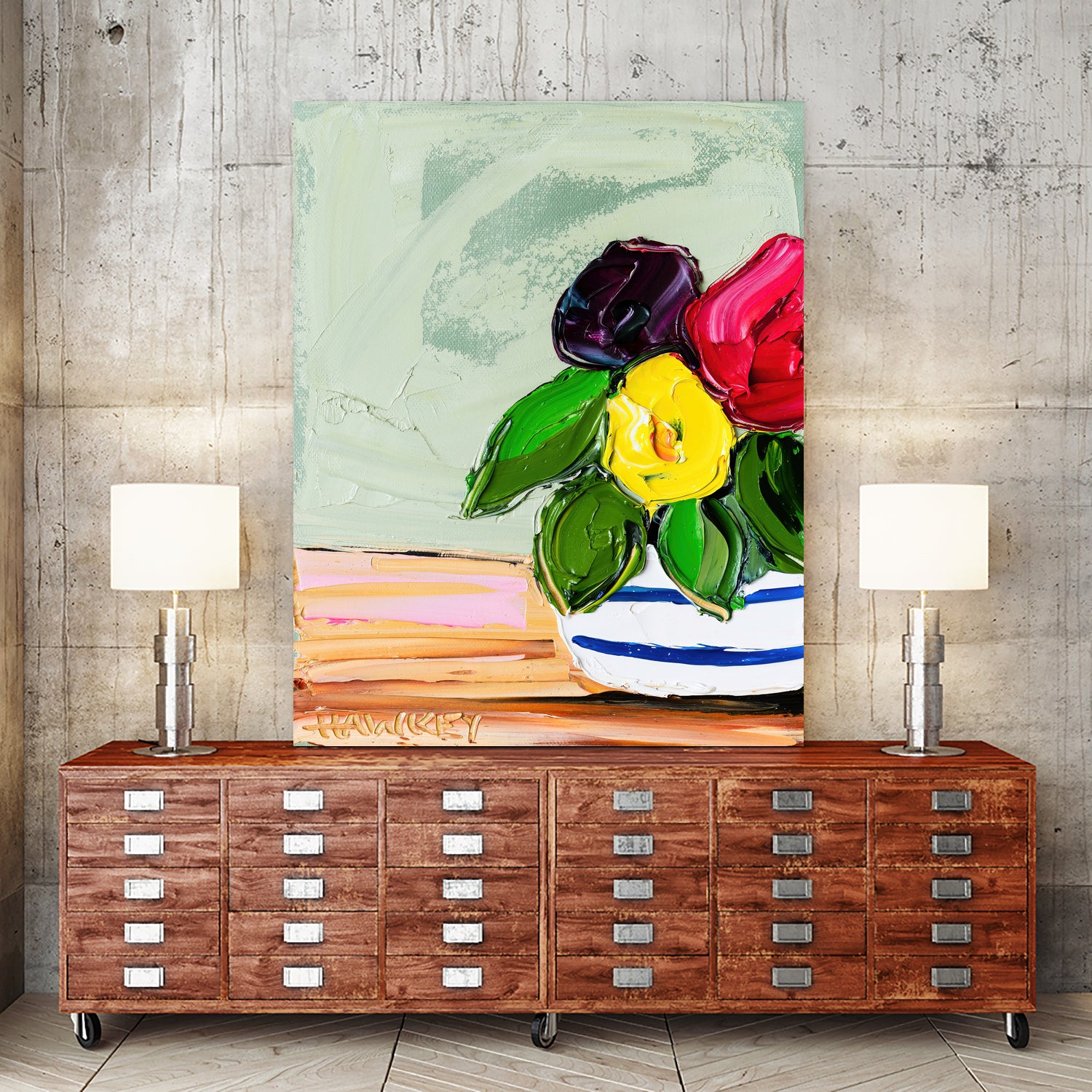 Cherished Aha Master by Angela on GIANT ART - red flowers floral