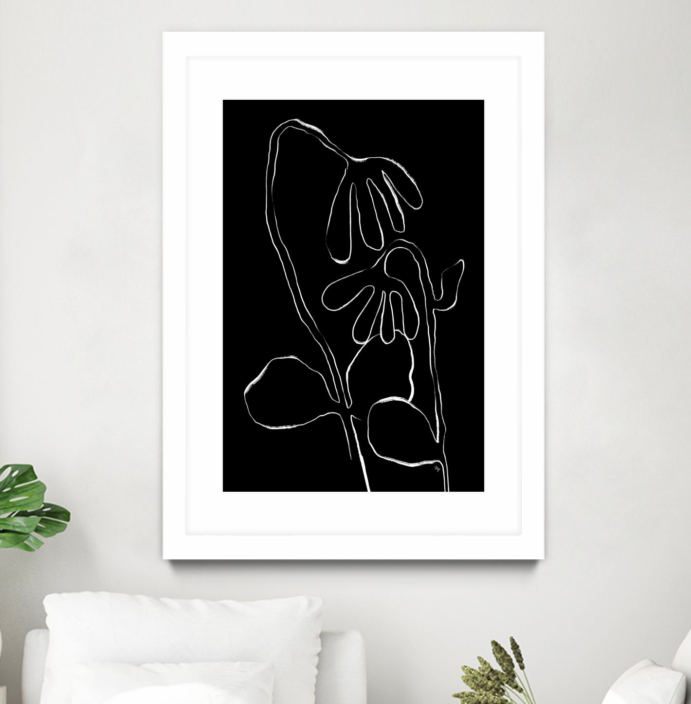 Flower and Leaves Sketch by Martina on GIANT ART - flowers and plants monochrome art