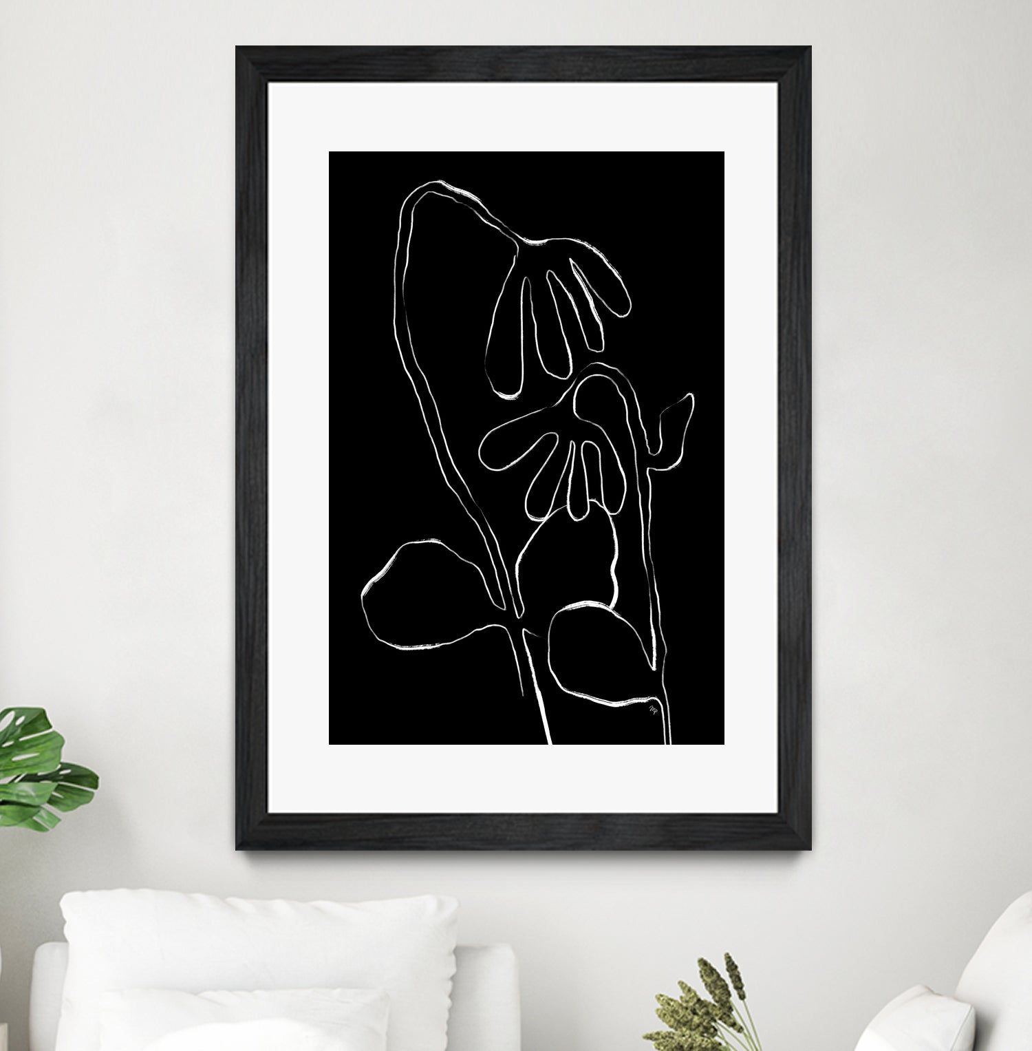Flower and Leaves Sketch by Martina on GIANT ART - flowers and plants monochrome art