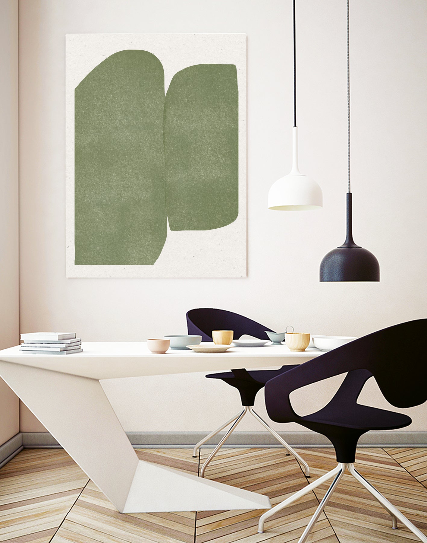 Green Paper Cut Modern by THE MIUUS STUDIO on GIANT ART - watercolor abstract