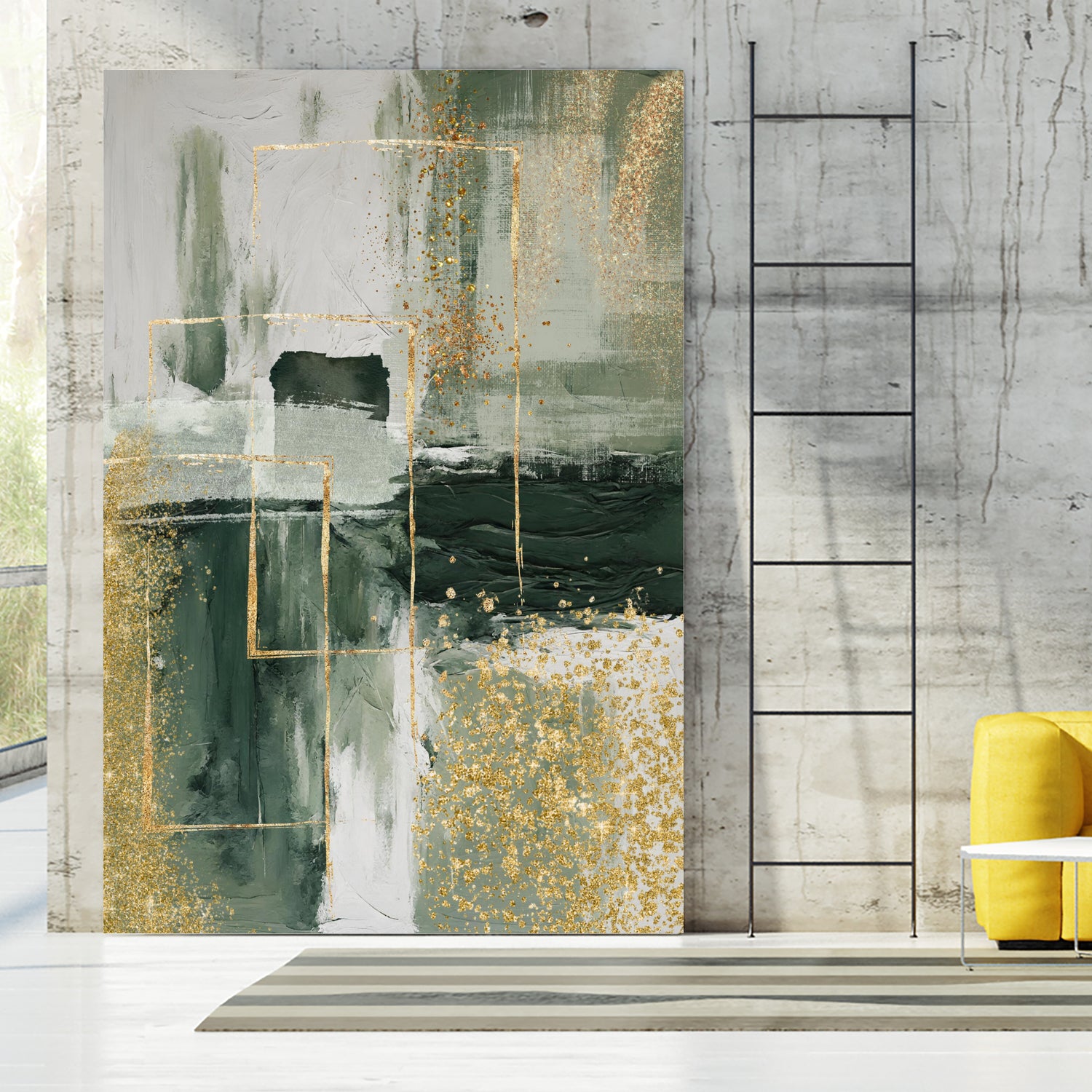 Green and Gold Moment 3 by Sally on GIANT ART - illustration sally ann moss