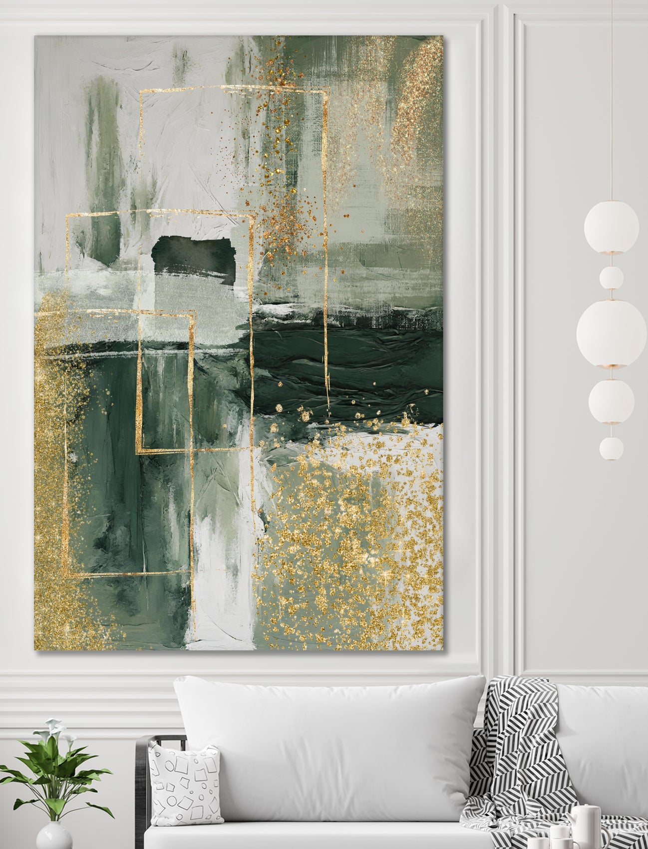 Green and Gold Moment 3 by Sally on GIANT ART - illustration sally ann moss