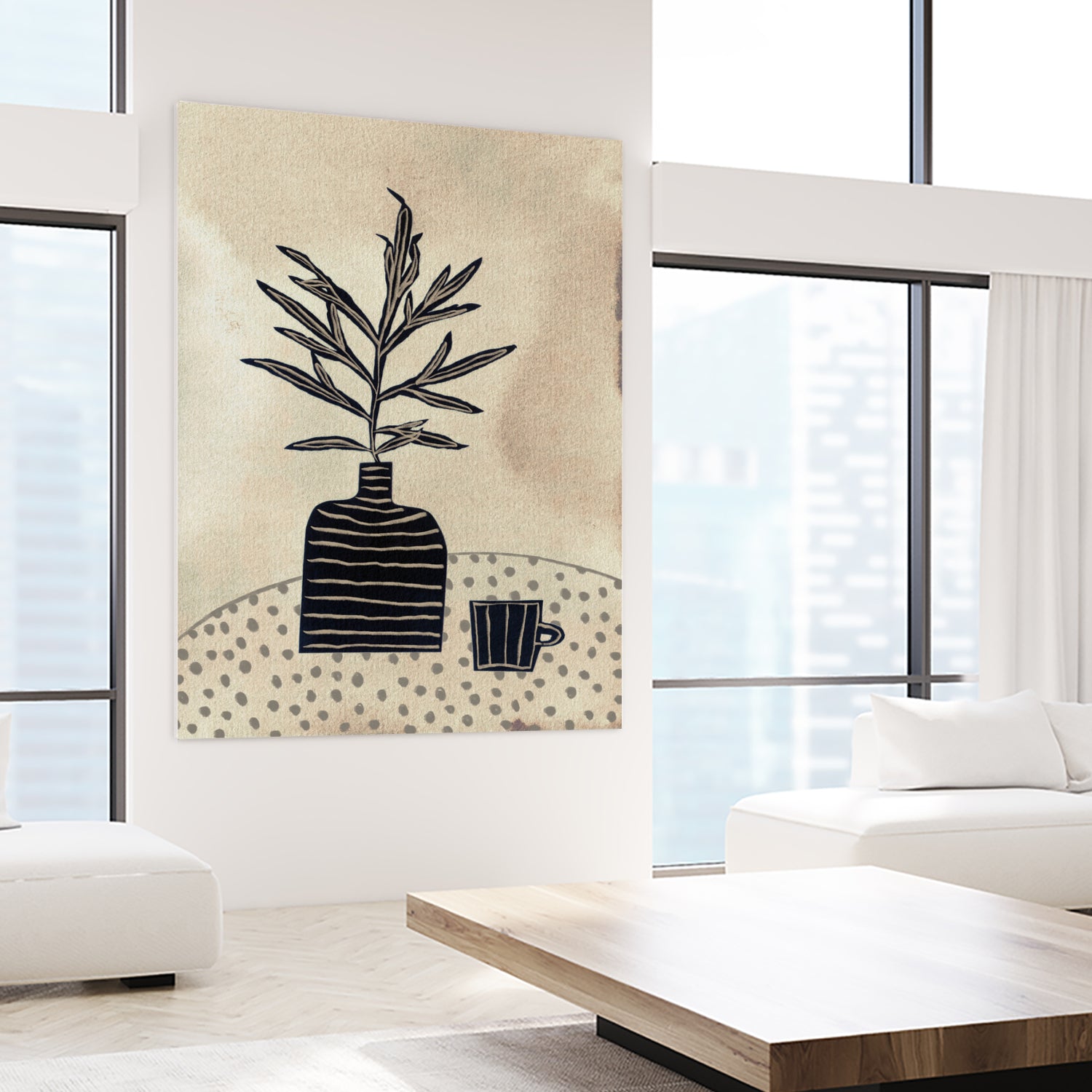 Still Life With a Vase and a Cup of Coffee by Alisa on GIANT ART - illustration drawing