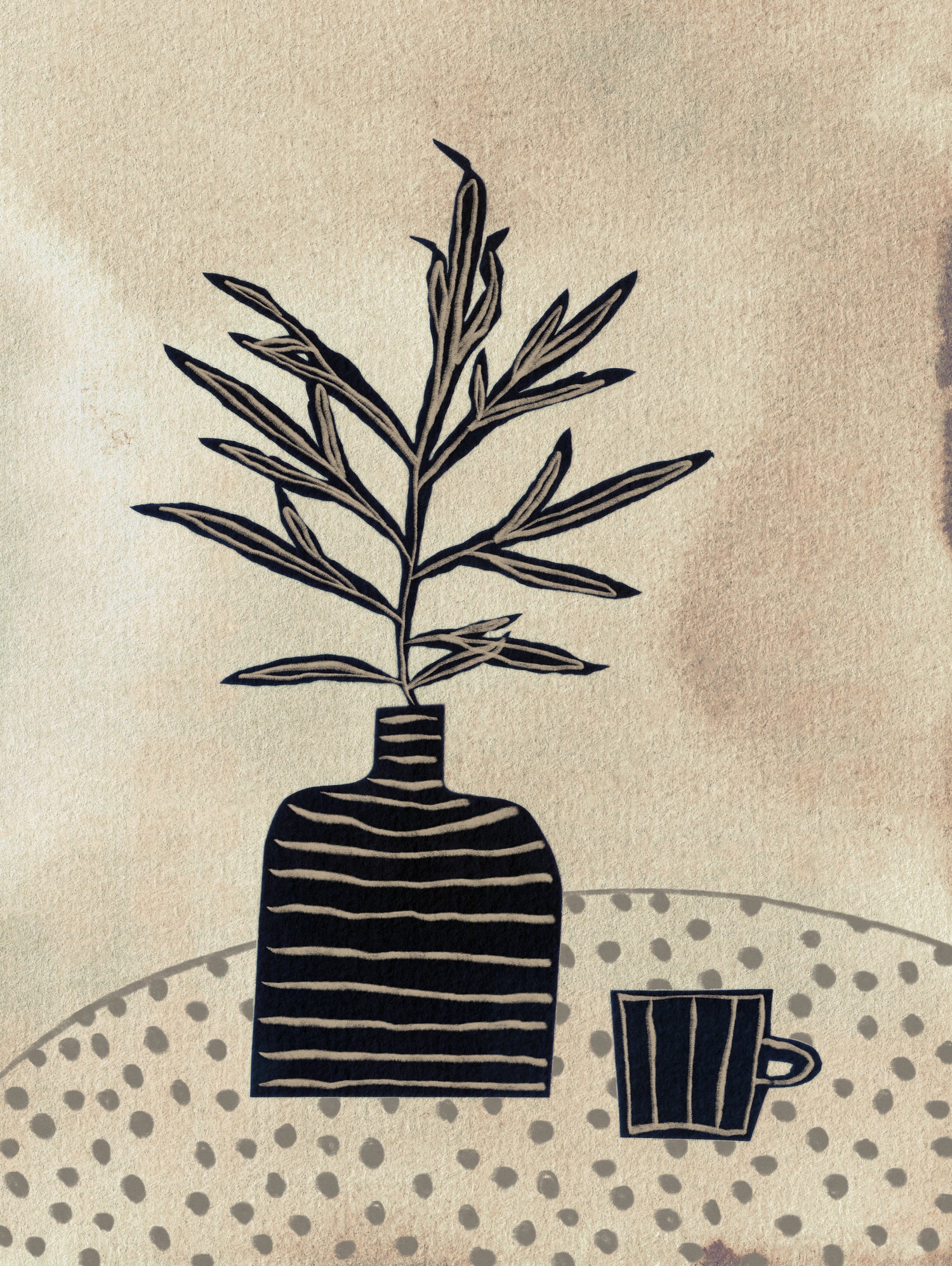 Still Life With a Vase and a Cup of Coffee by Alisa on GIANT ART - illustration drawing