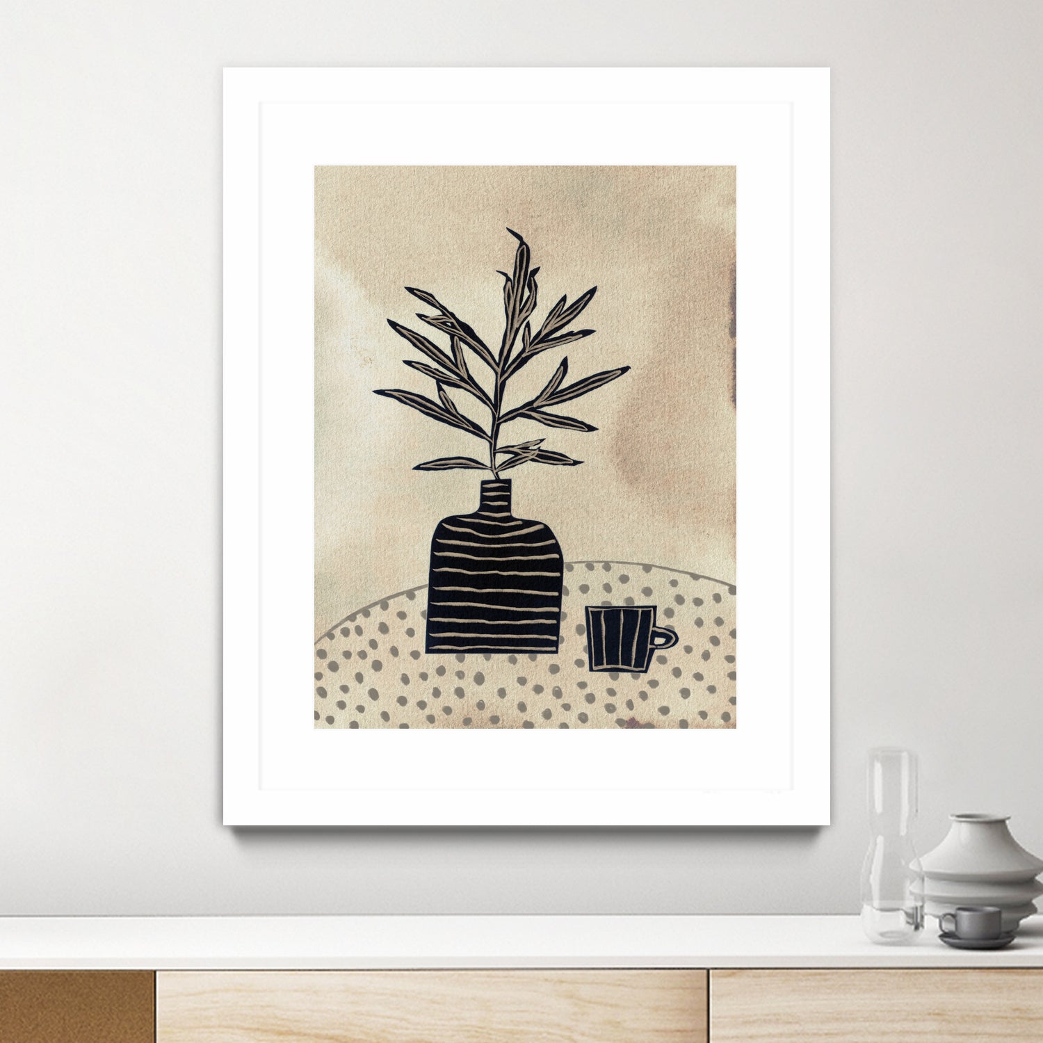 Still Life With a Vase and a Cup of Coffee by Alisa on GIANT ART - illustration drawing