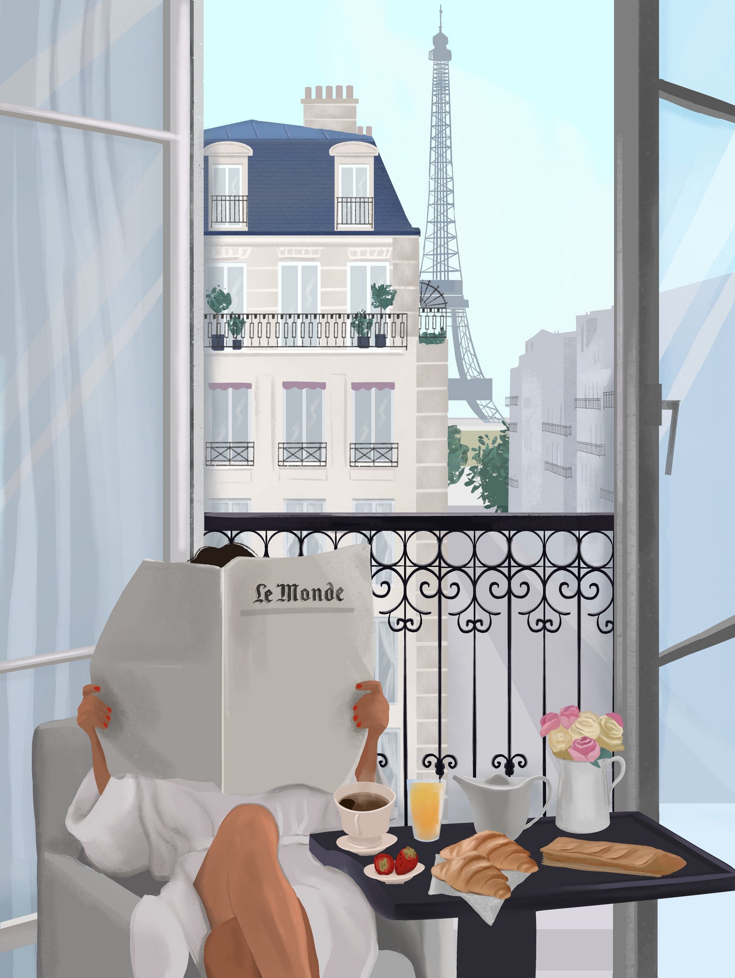 Paris Balcony by Petra Lizde on GIANT ART - illustration paris