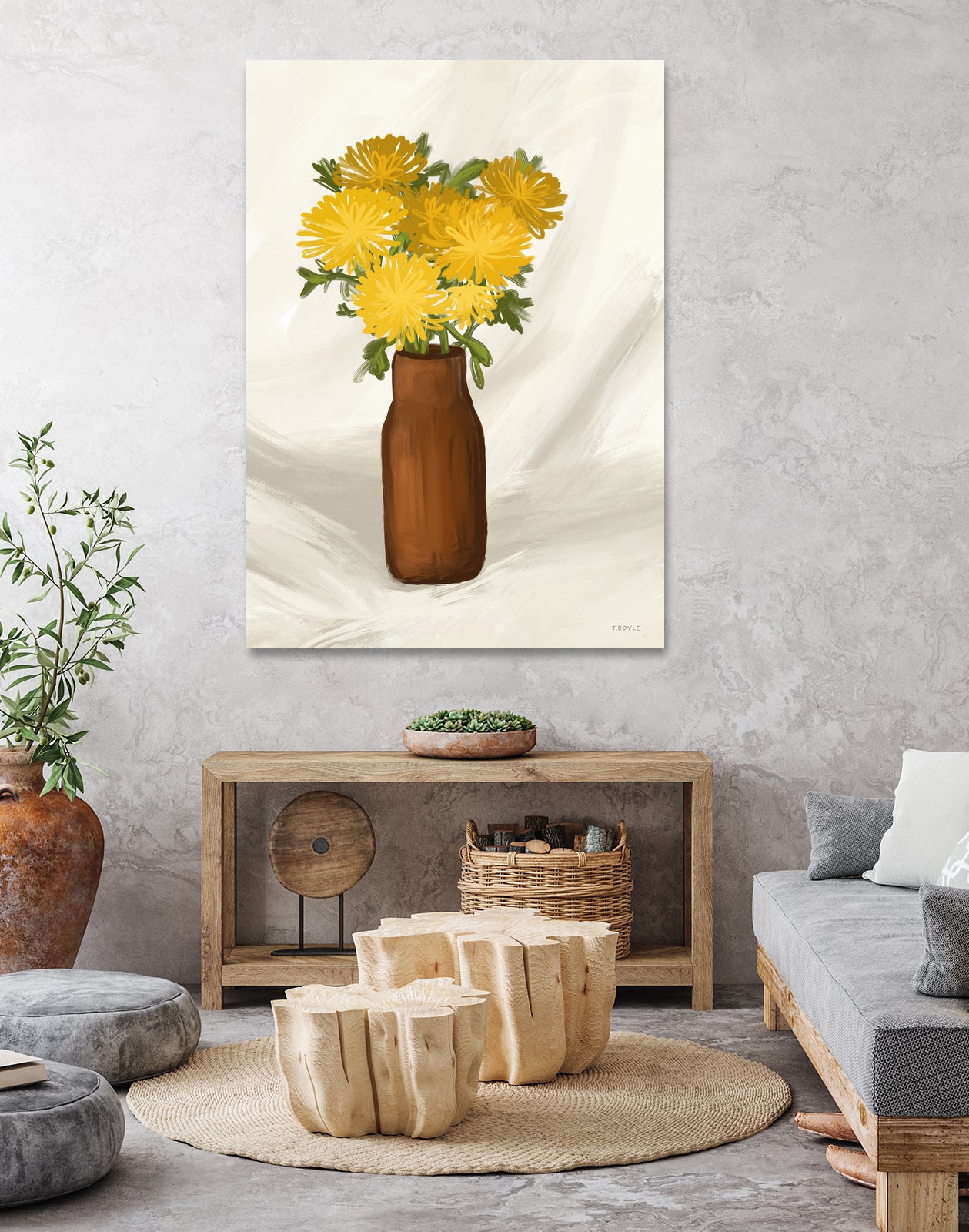 Vase of Flowers in Yellow by Tara on GIANT ART - royle