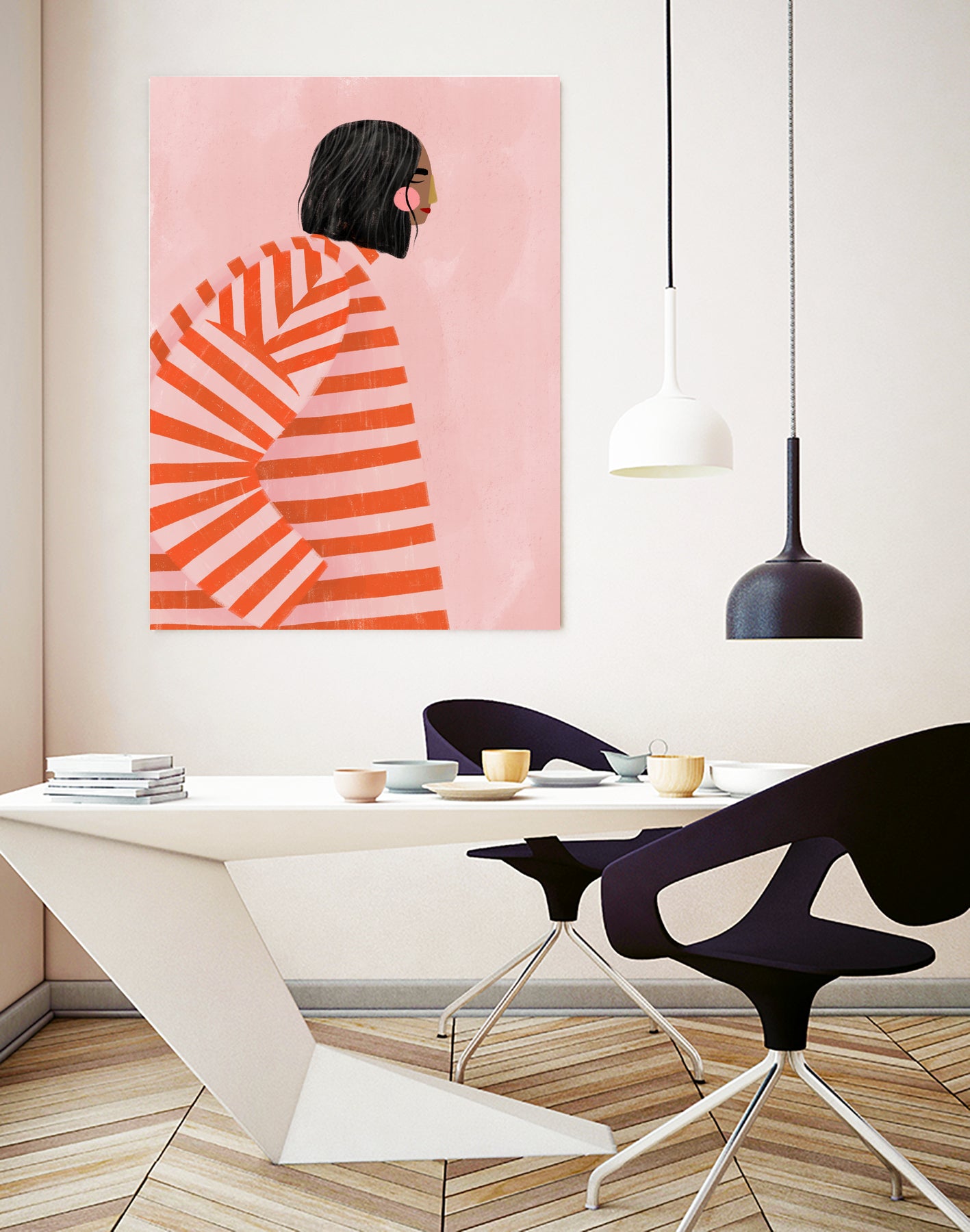 The Woman With the Orange Stripes by Bea Muller on GIANT ART - figurative clothing
