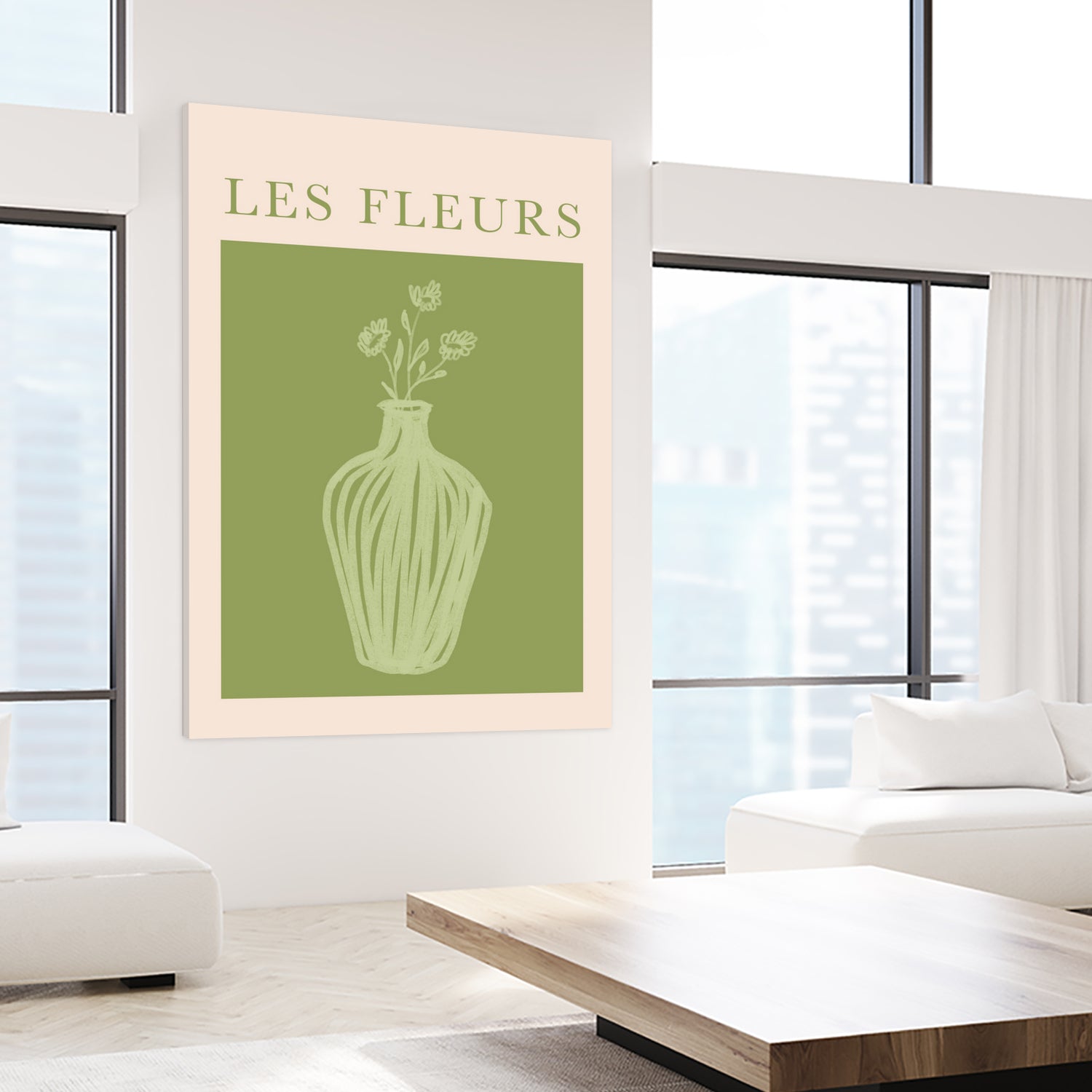 Potted Florals Beige and Green by Grace Digital Art on GIANT ART - flowers and plants text