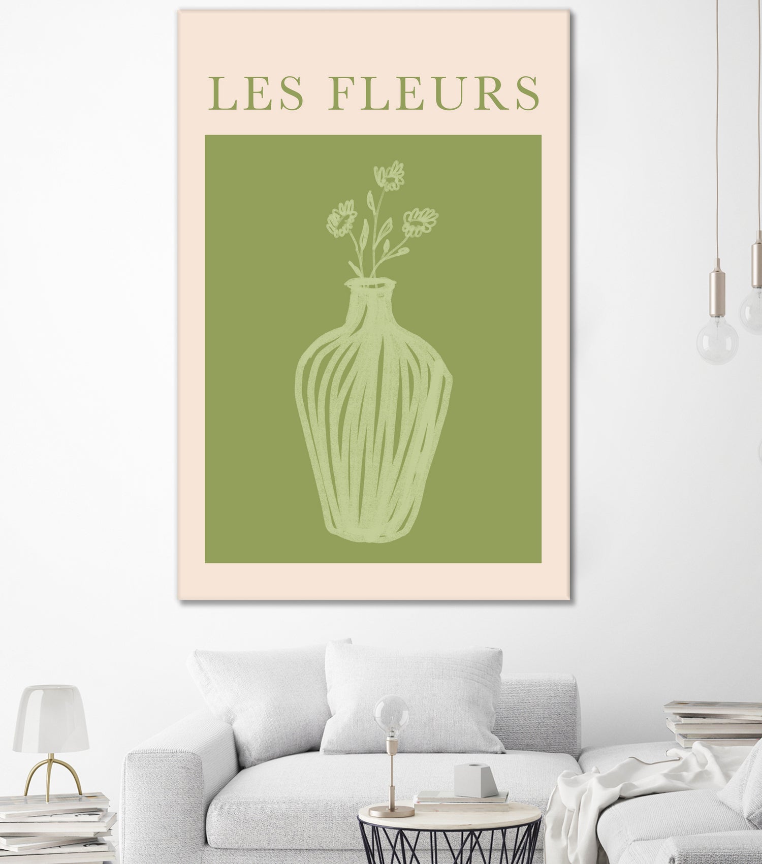 Potted Florals Beige and Green by Grace Digital Art on GIANT ART - flowers and plants text