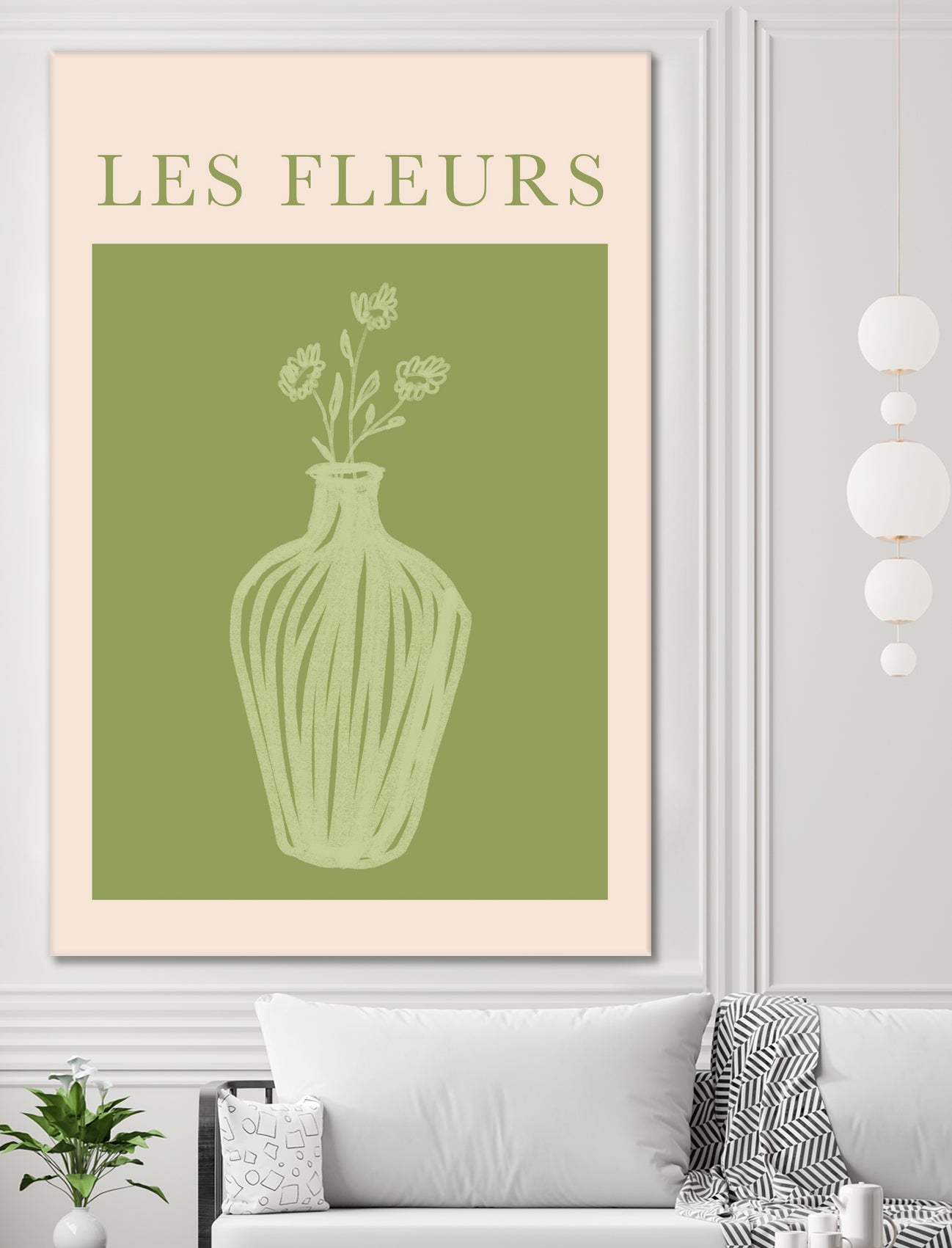 Potted Florals Beige and Green by Grace Digital Art on GIANT ART - flowers and plants text
