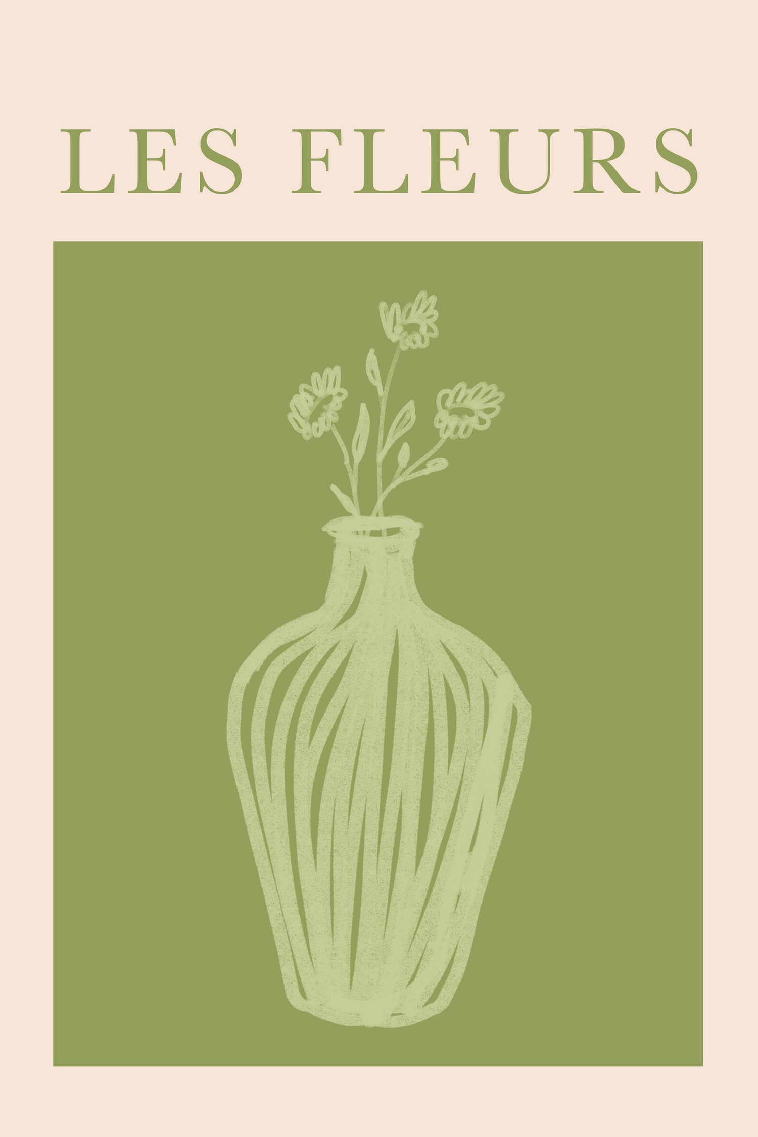 Potted Florals Beige and Green by Grace Digital Art on GIANT ART - flowers and plants text