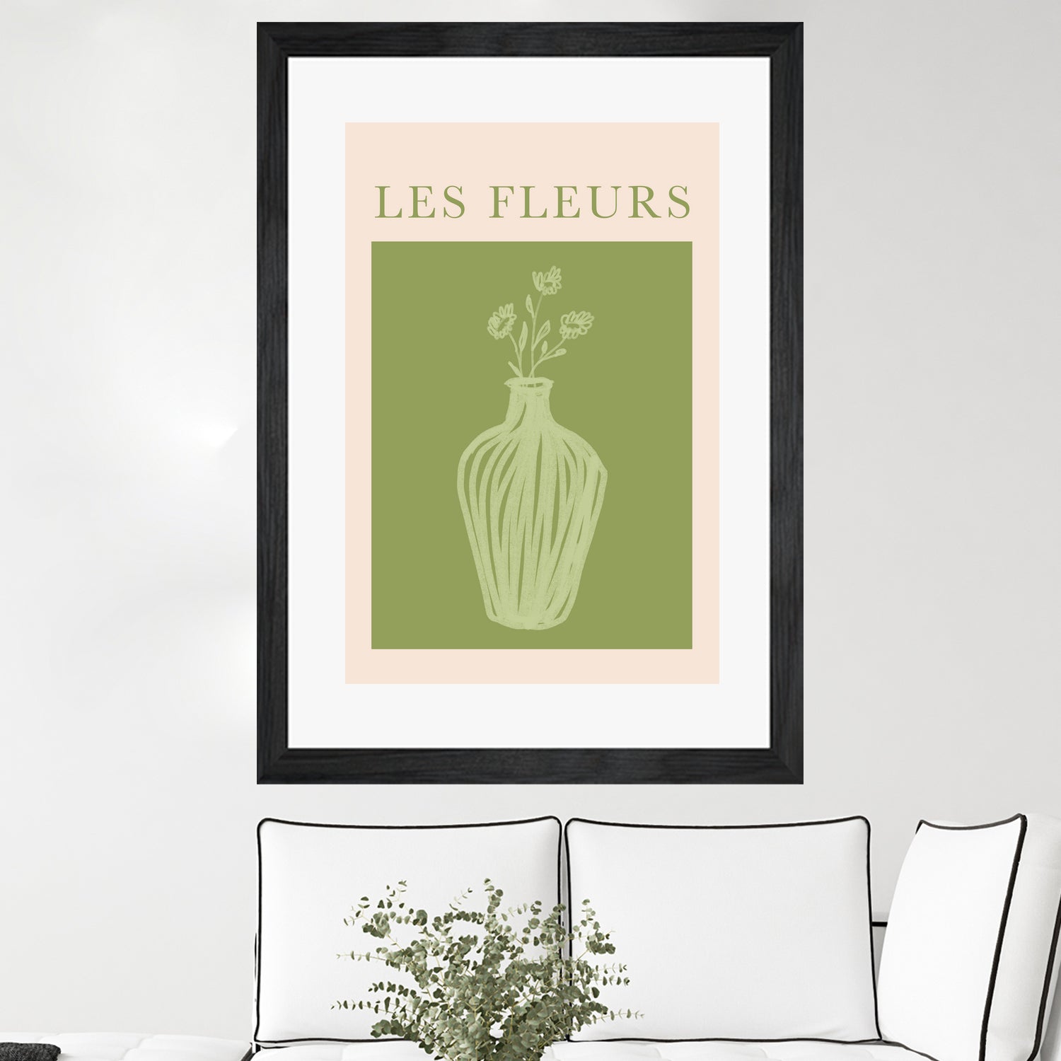 Potted Florals Beige and Green by Grace Digital Art on GIANT ART - flowers and plants text