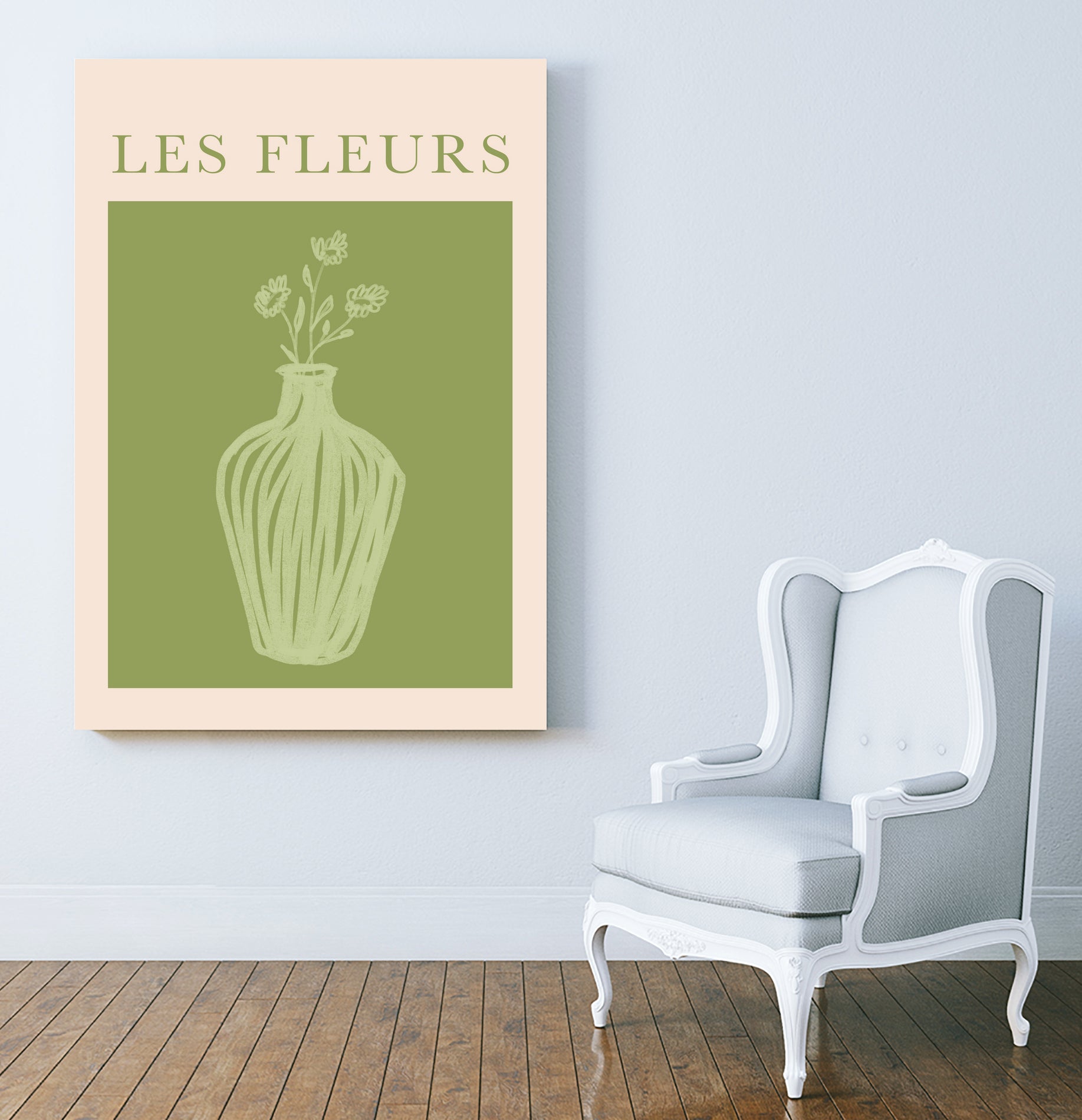 Potted Florals Beige and Green by Grace Digital Art on GIANT ART - flowers and plants text