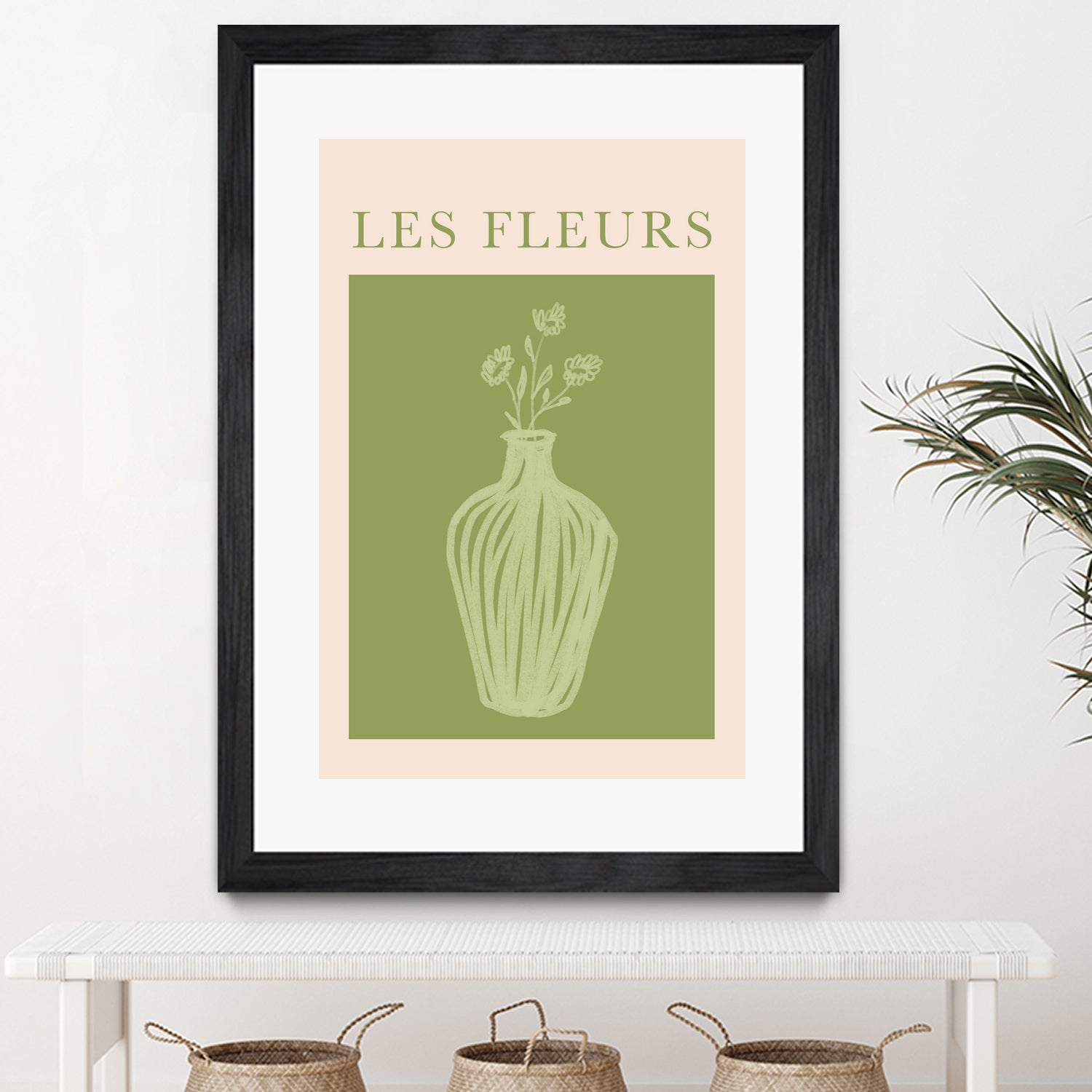 Potted Florals Beige and Green by Grace Digital Art on GIANT ART - flowers and plants text