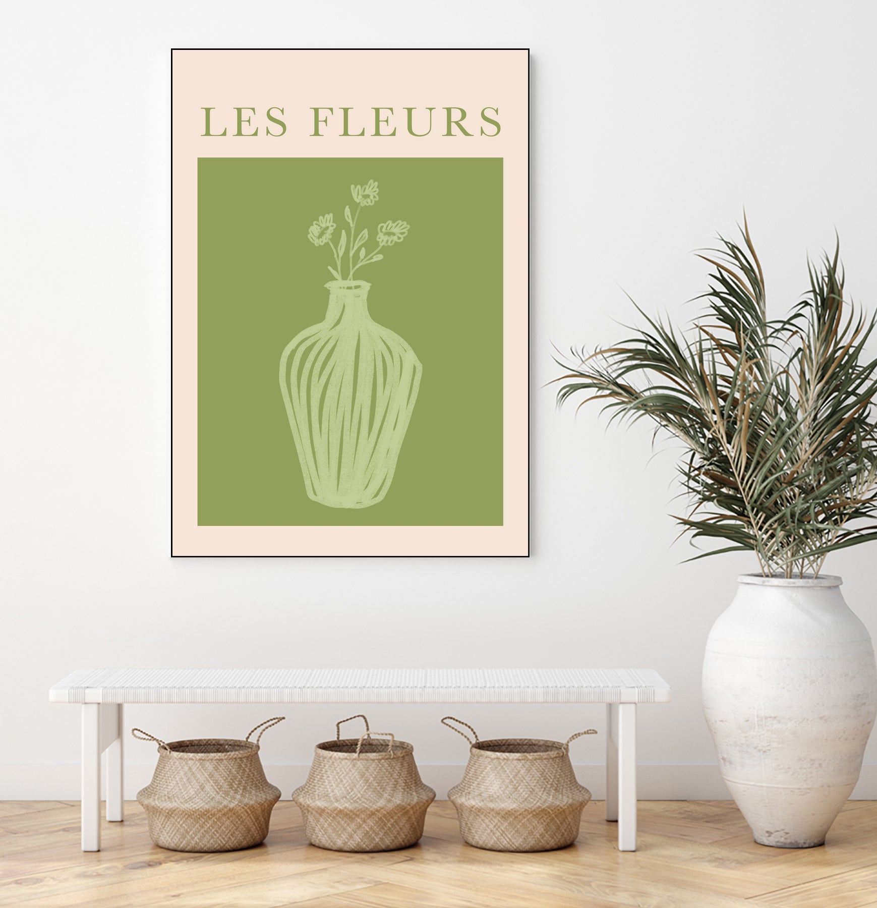 Potted Florals Beige and Green by Grace Digital Art on GIANT ART - flowers and plants text