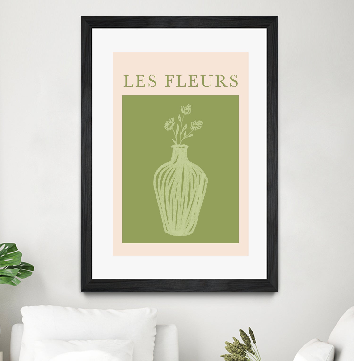 Potted Florals Beige and Green by Grace Digital Art on GIANT ART - flowers and plants text