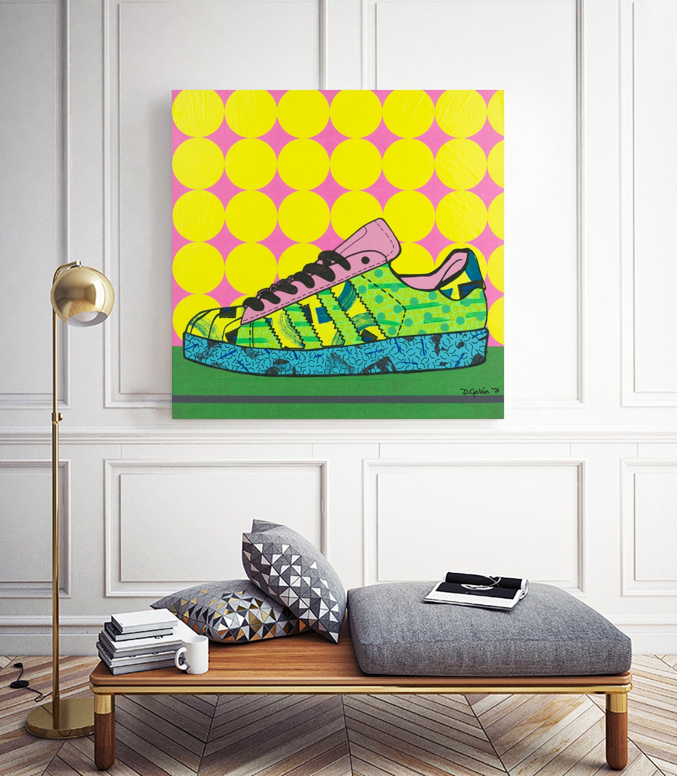 Superstar Green Pink Blue by David Galan on GIANT ART - green illustration sneeker