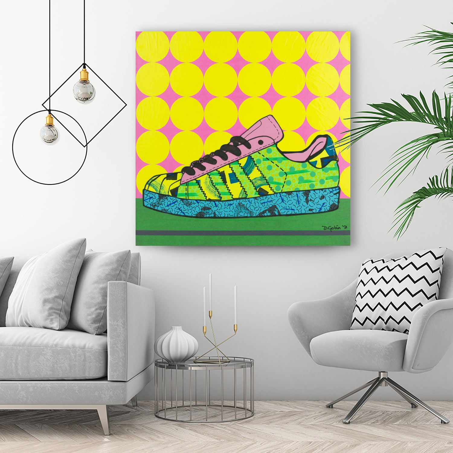 Superstar Green Pink Blue by David Galan on GIANT ART - green illustration sneeker