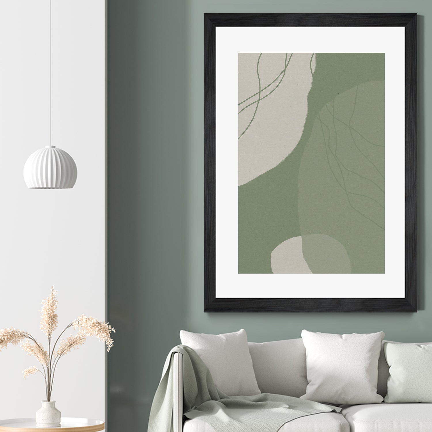 Modern Abstract Minimalist Shapes In Sage and White 0008 by Dina Dankers on GIANT ART - abstract drawing