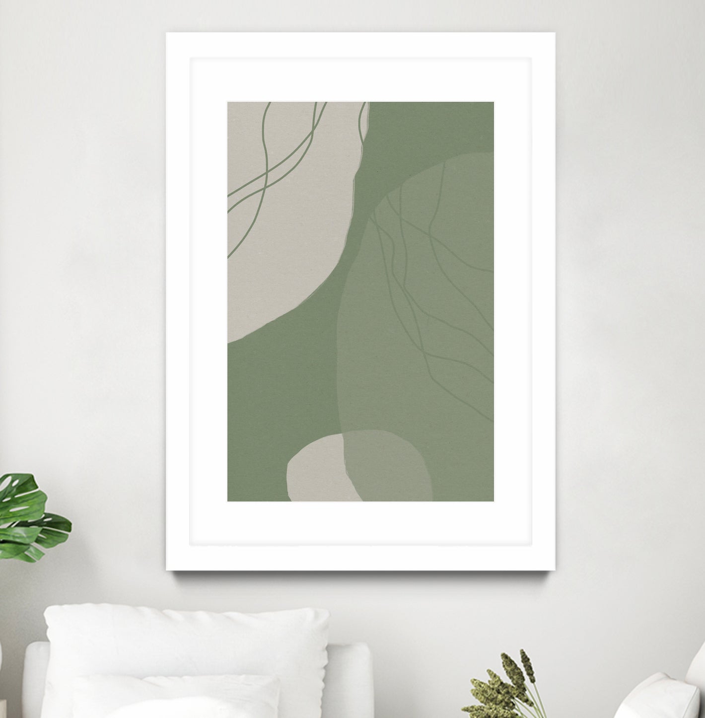 Modern Abstract Minimalist Shapes In Sage and White 0008 by Dina Dankers on GIANT ART - abstract drawing