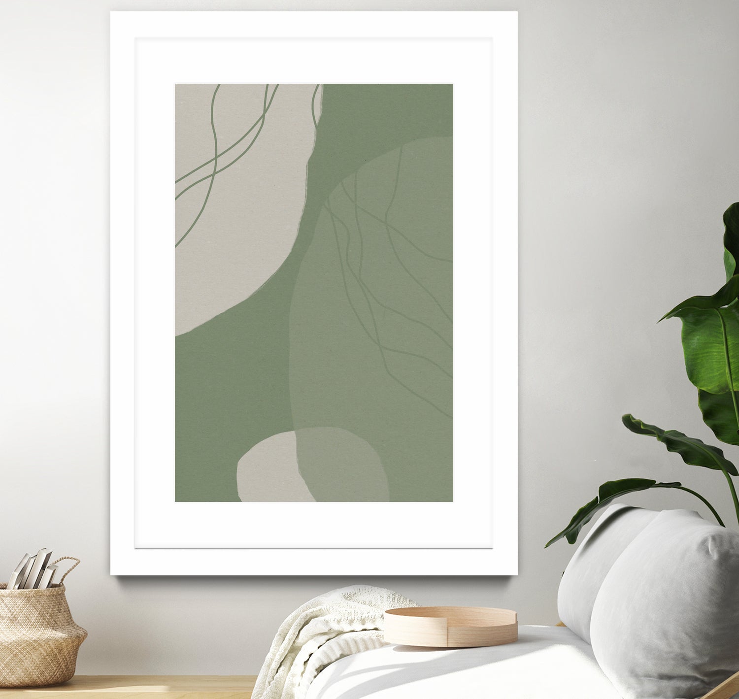 Modern Abstract Minimalist Shapes In Sage and White 0008 by Dina Dankers on GIANT ART - abstract drawing