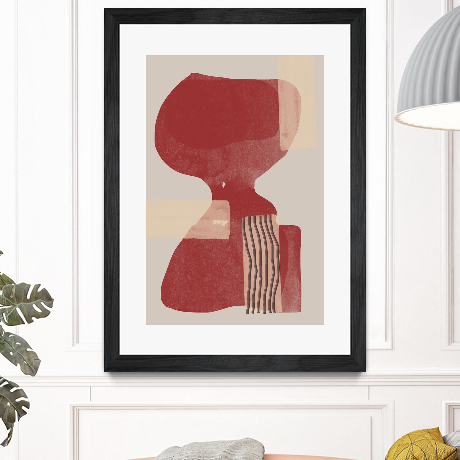 Crimson Harmony by THE MIUUS STUDIO on GIANT ART - red shape abstract, bold, white, grey, gray, calm, painting, print, wallart, wall art, energetic, colourful, graphic print, illustration, soft, brush strokes, cute, prints, home decor, beige, black, drawing