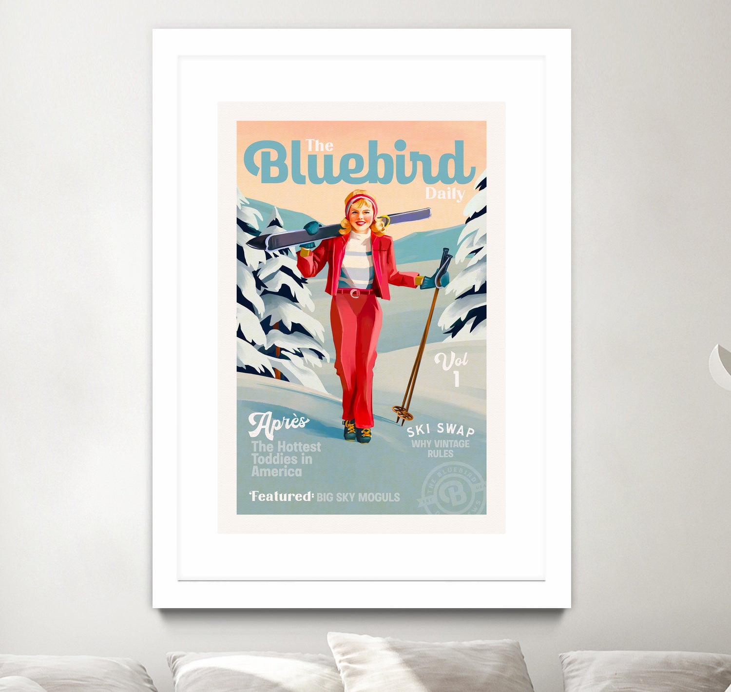 The Bluebird Daily Pinup Ski Art by The Whiskey Ginger on GIANT ART - figurative text