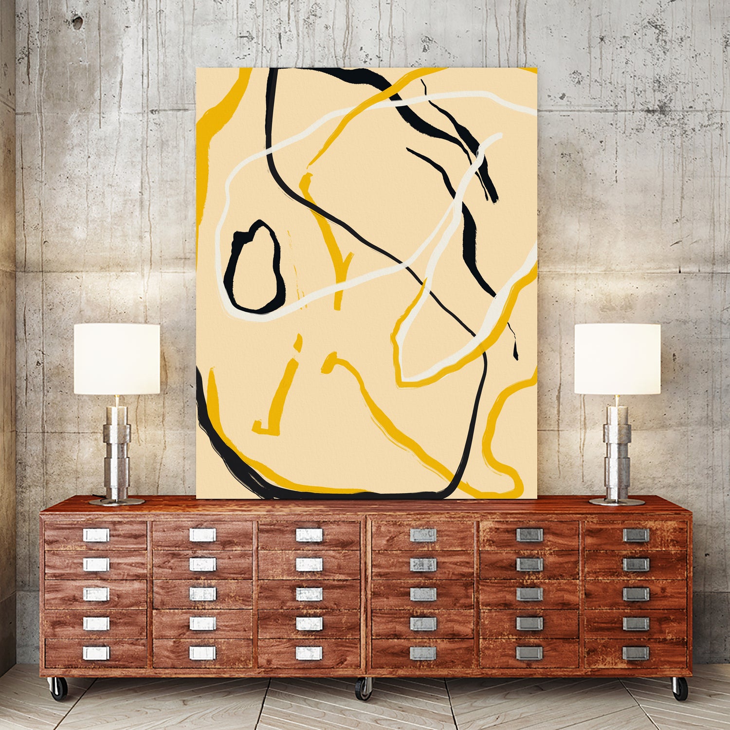 Golden Flow Lines by Little Dean on GIANT ART - line art abstract art
