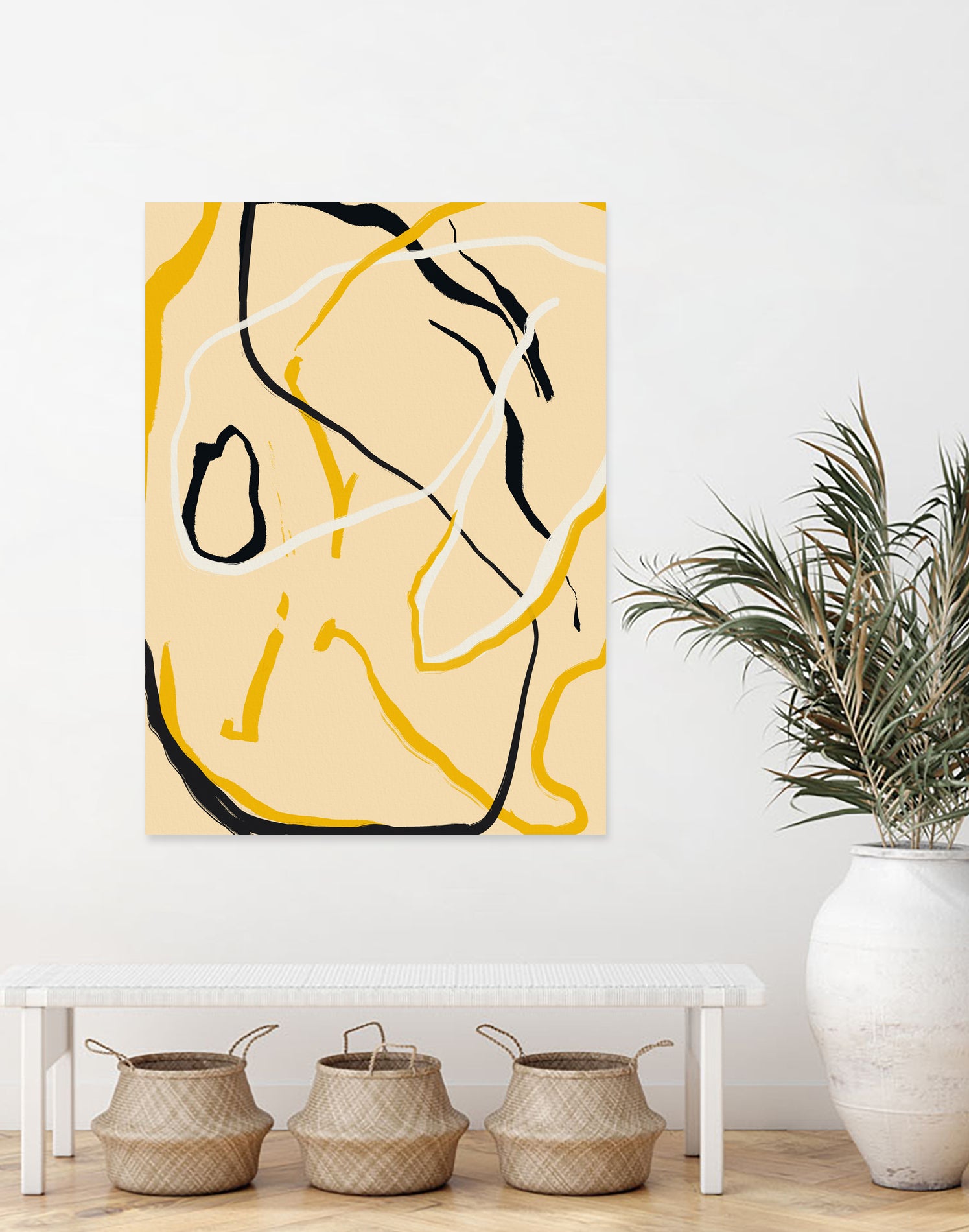 Golden Flow Lines by Little Dean on GIANT ART - line art abstract art
