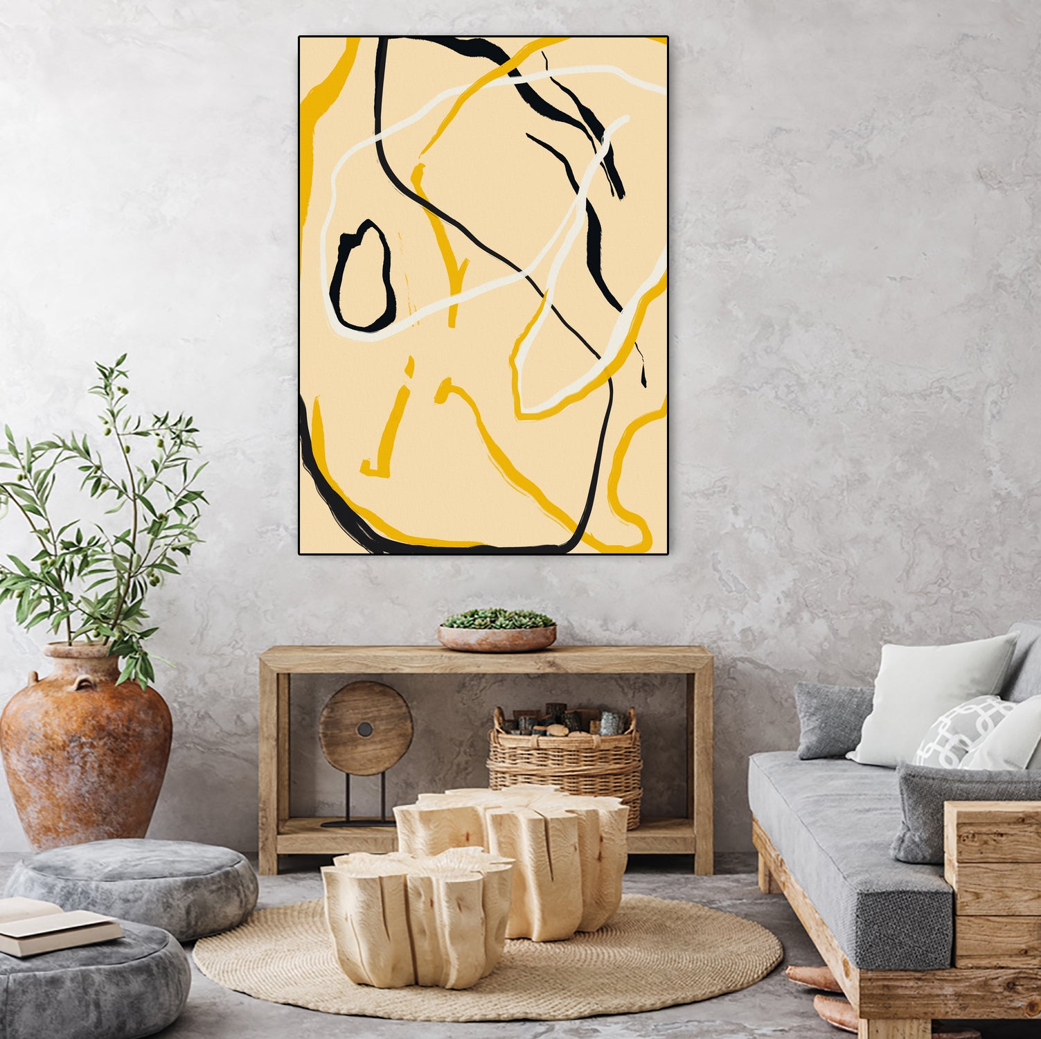 Golden Flow Lines by Little Dean on GIANT ART - line art abstract art