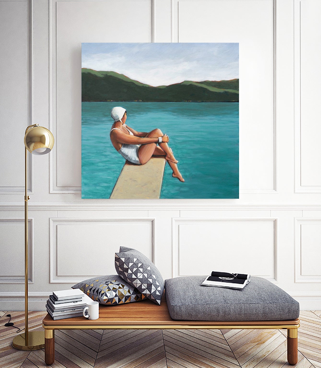 Swimmer At Lake by Sarah Morrissette on GIANT ART - figurative diving board