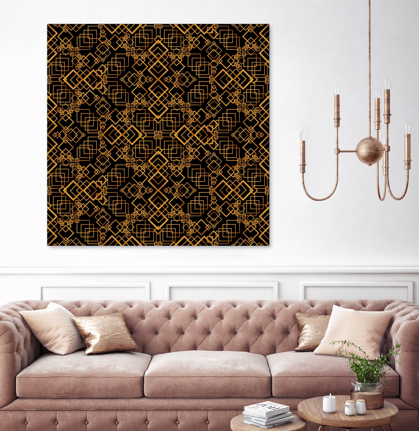 Golden Maze Pattern by Marika Barsrsind on GIANT ART - 8000 illustration