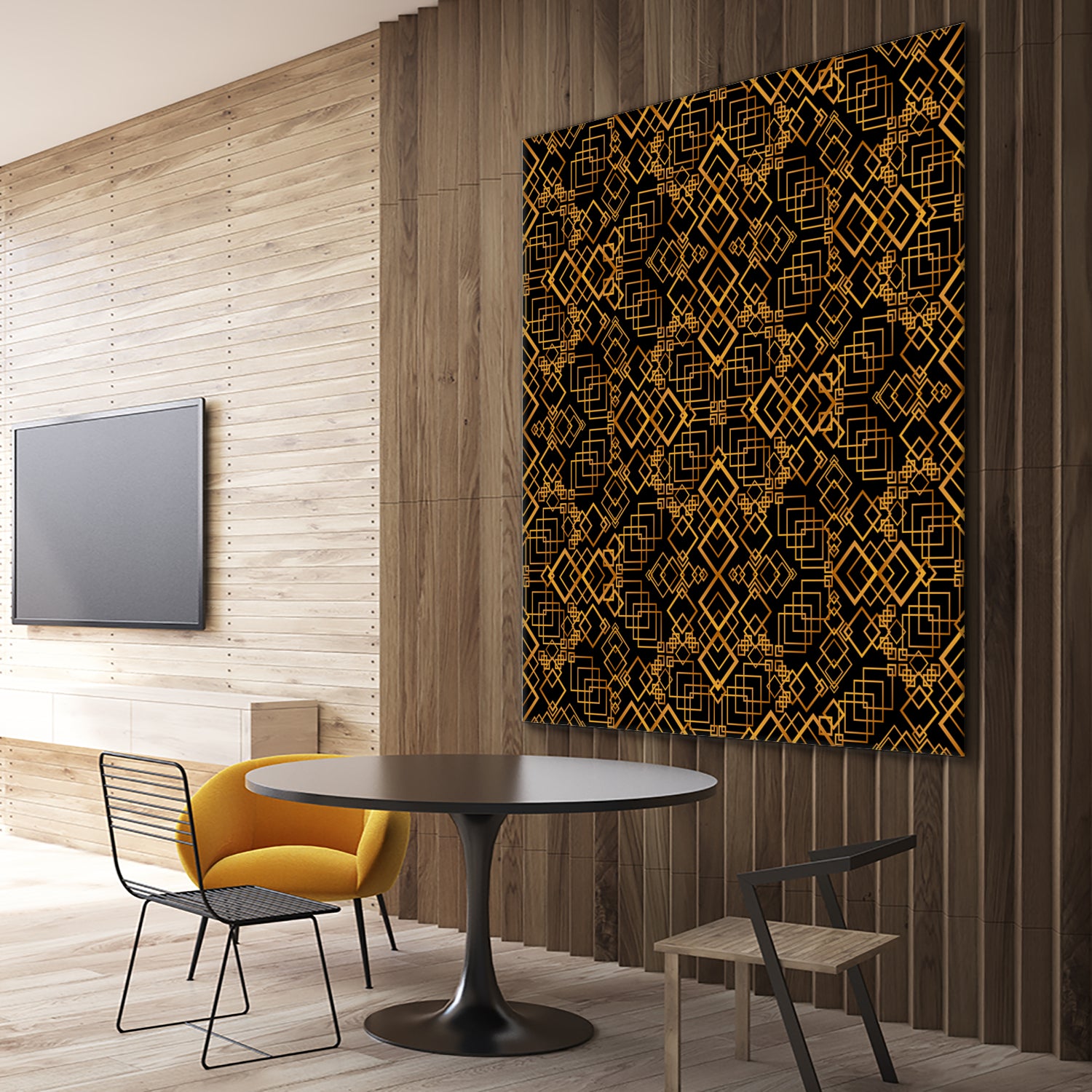 Golden Maze Pattern by Marika Barsrsind on GIANT ART - 8000 illustration