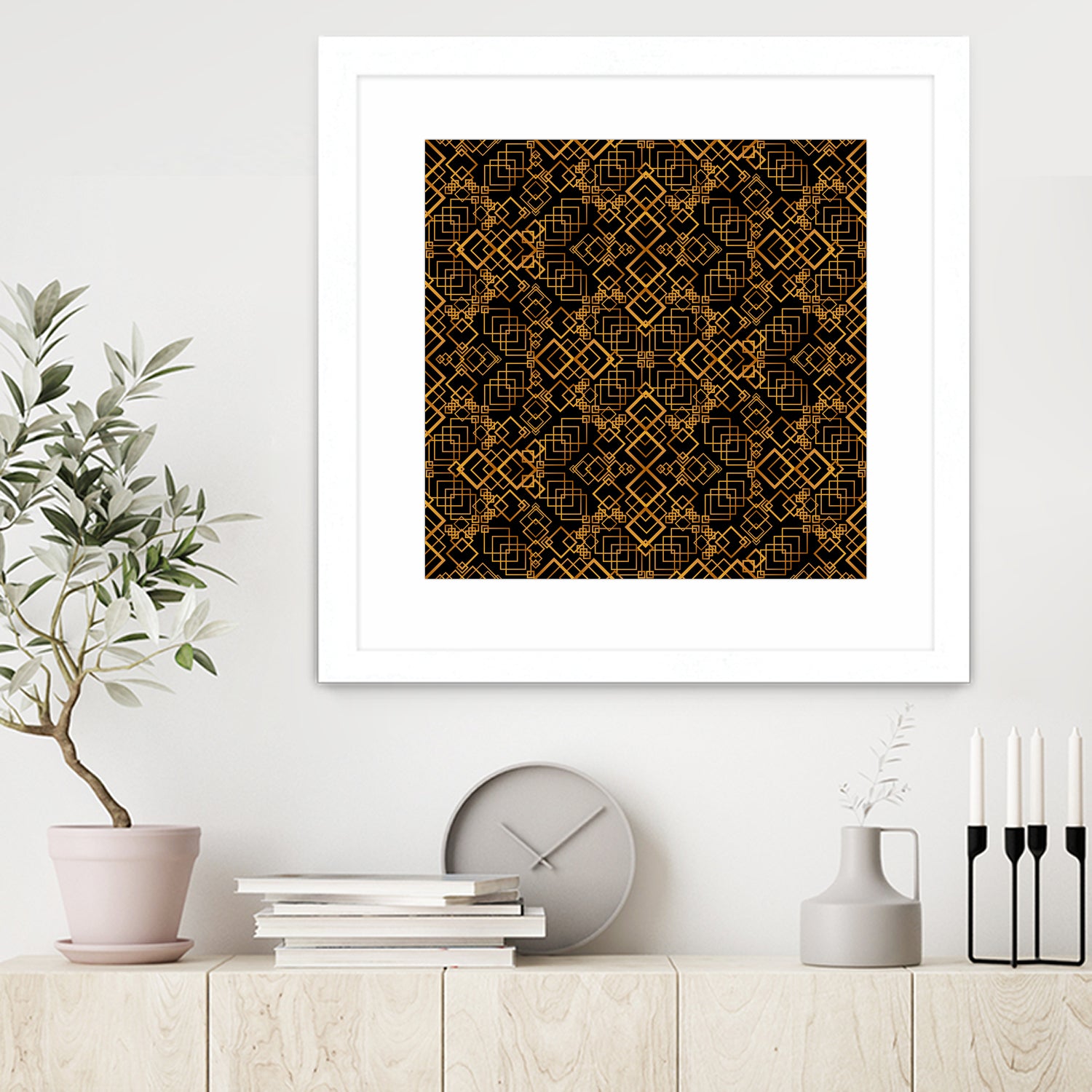 Golden Maze Pattern by Marika Barsrsind on GIANT ART - 8000 illustration