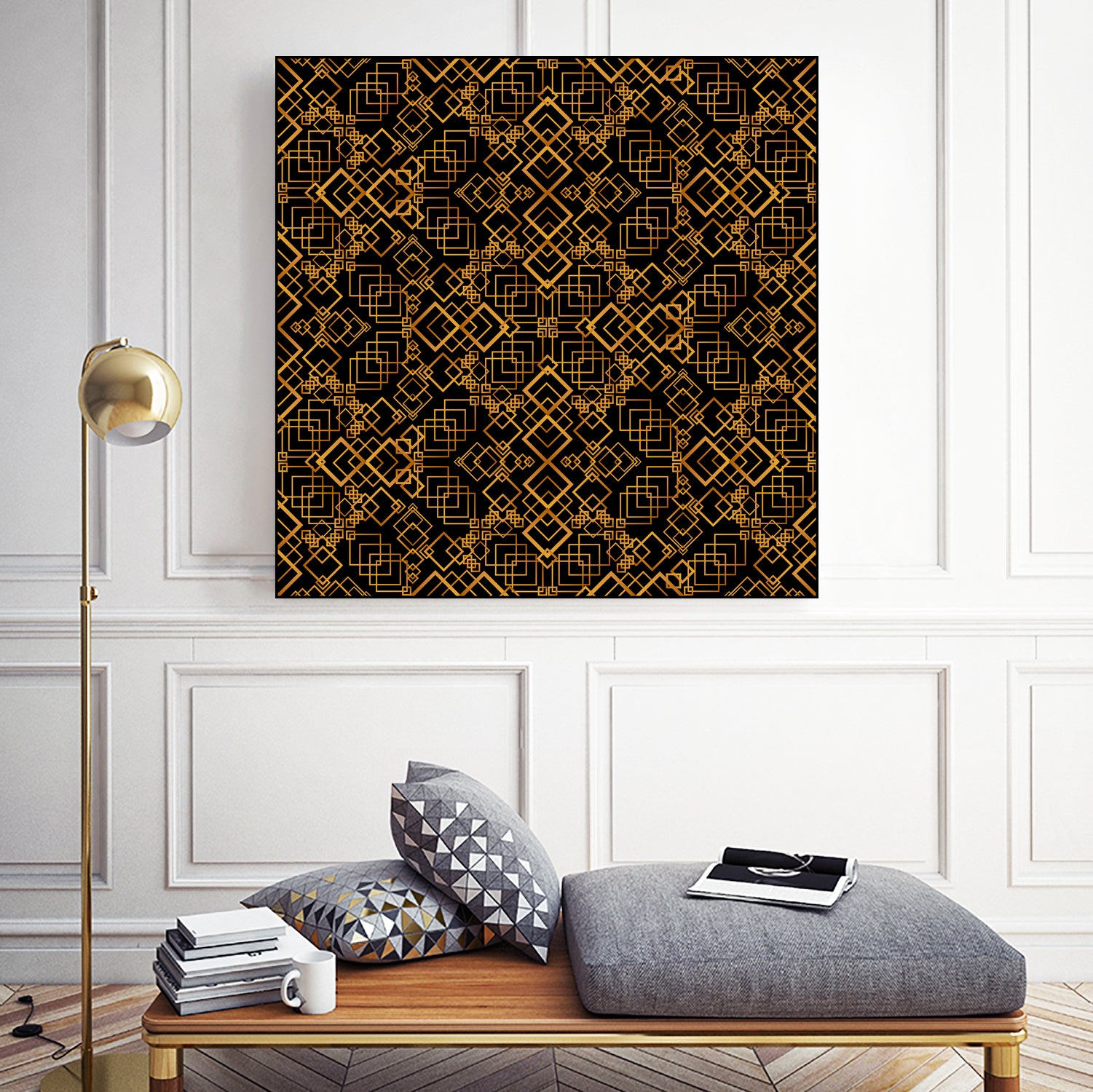 Golden Maze Pattern by Marika Barsrsind on GIANT ART - 8000 illustration