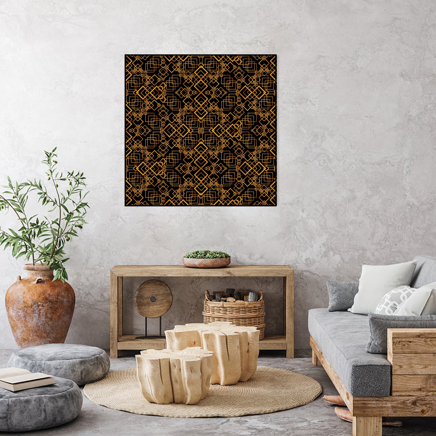 Golden Maze Pattern by Marika Barsrsind on GIANT ART - 8000 illustration