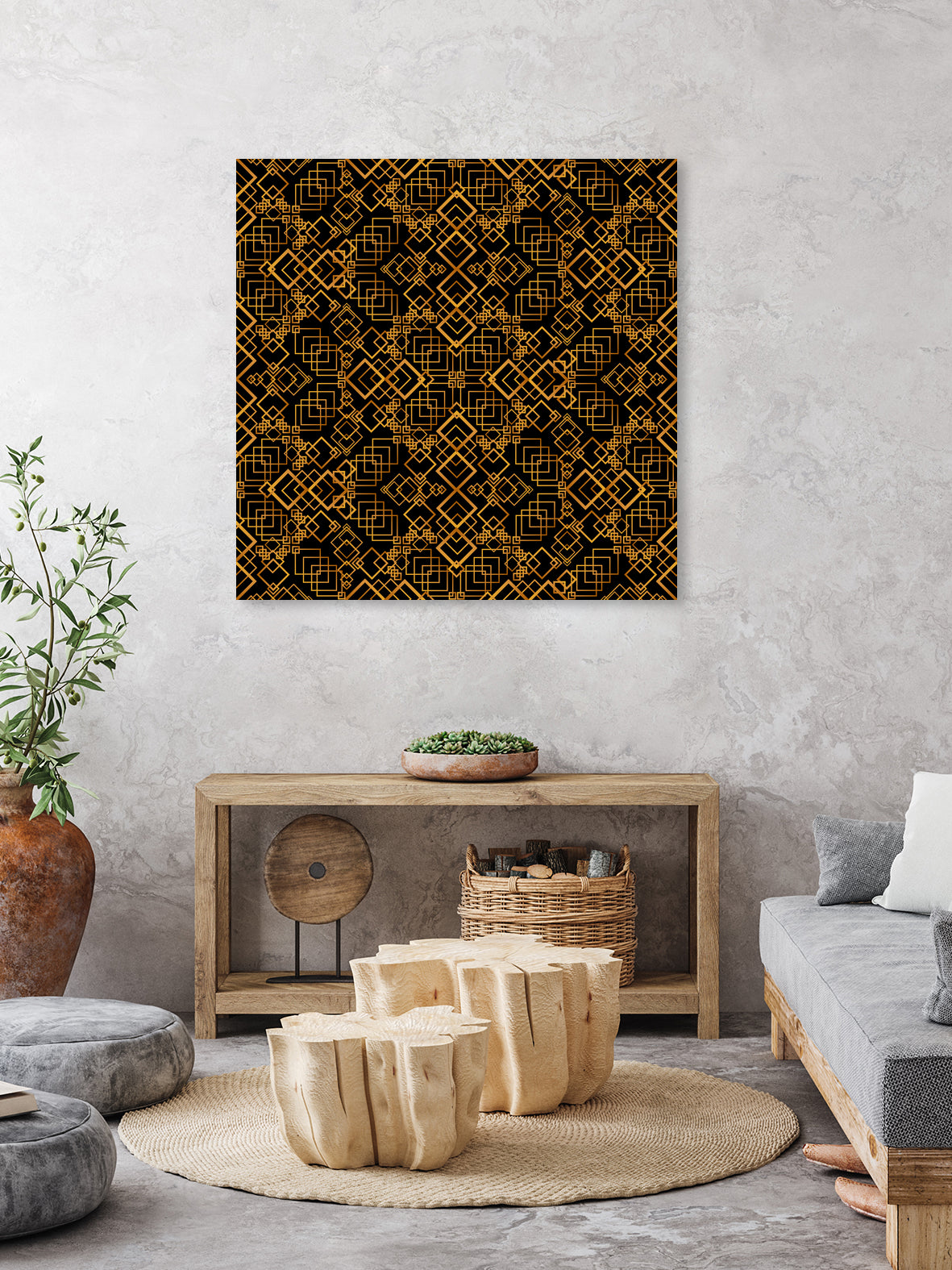 Golden Maze Pattern by Marika Barsrsind on GIANT ART - 8000 illustration