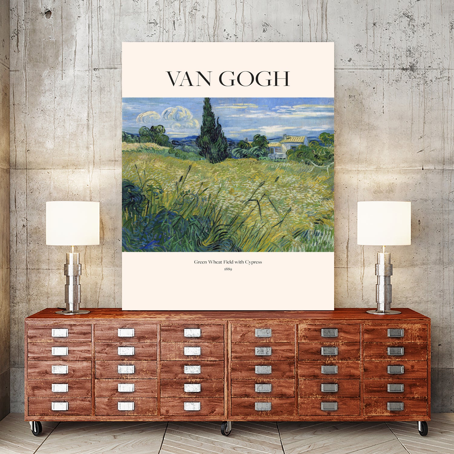 Green Wheat Field With Cypress (1889) Van Gogh by Vincent Van Gogh on GIANT ART - landscape tree