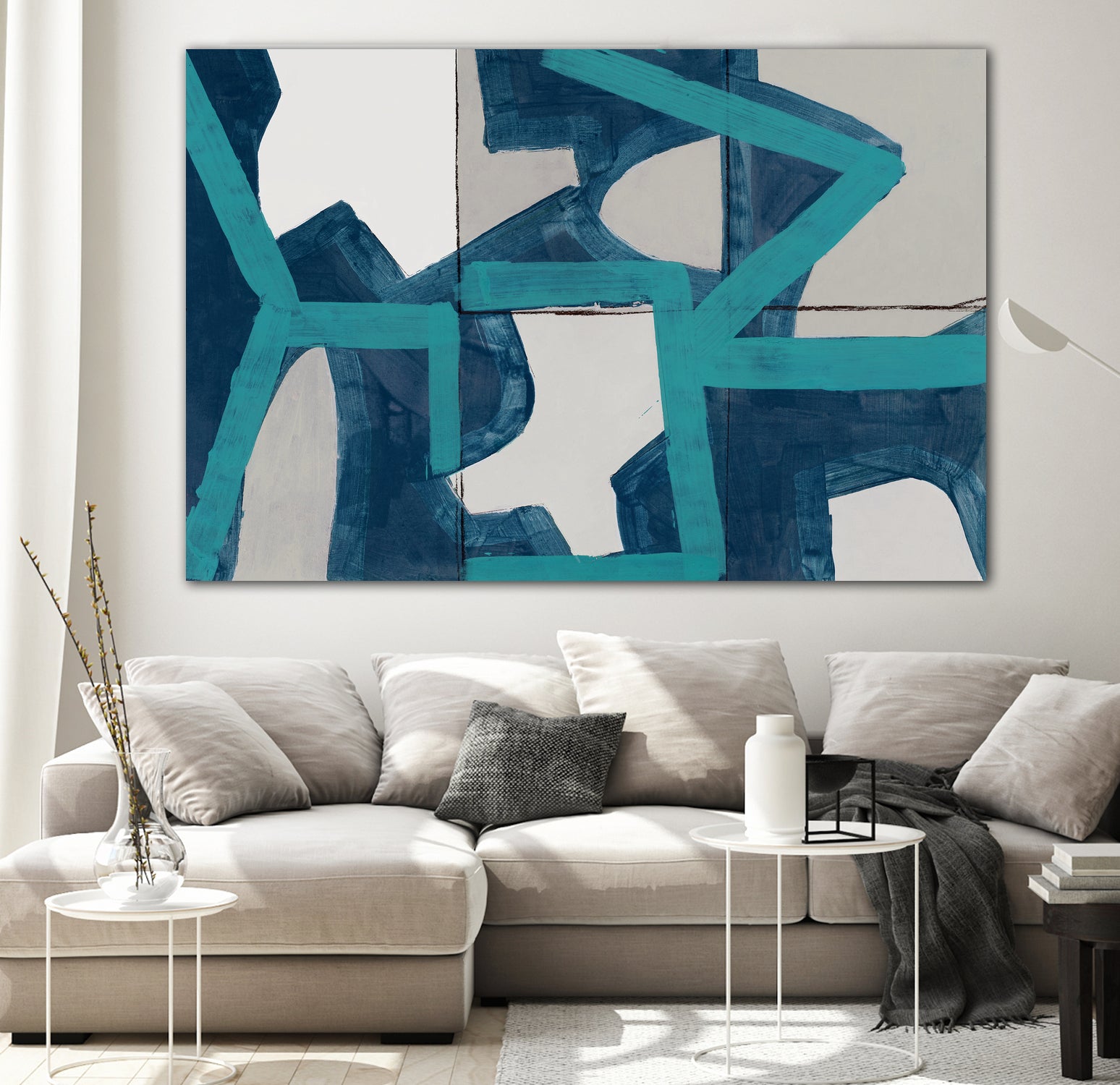 Metric Blue Abstract Art Print by cartissi on GIANT ART - abstract painting