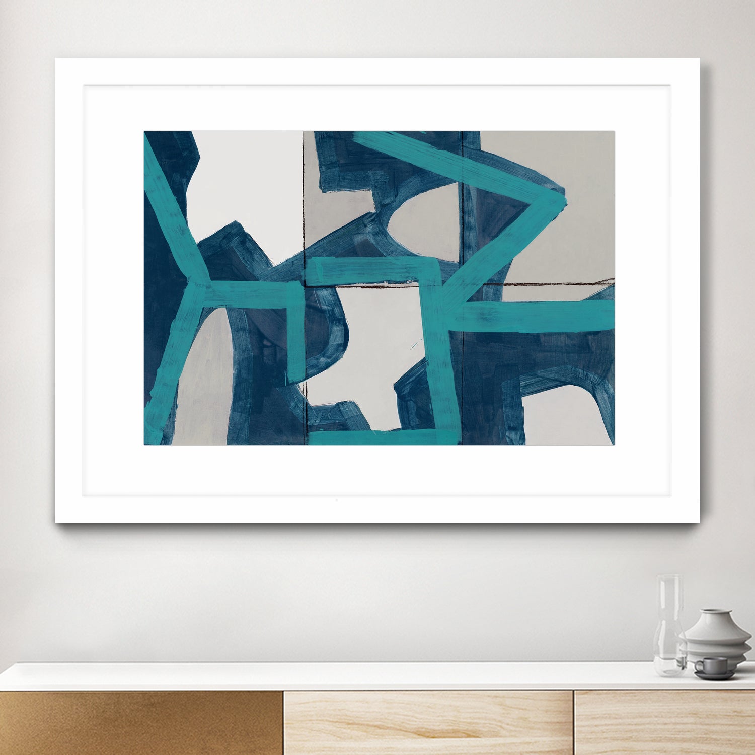 Metric Blue Abstract Art Print by cartissi on GIANT ART - abstract painting