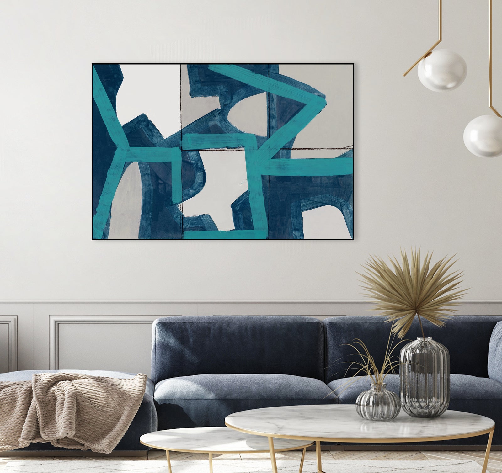Metric Blue Abstract Art Print by cartissi on GIANT ART - abstract painting