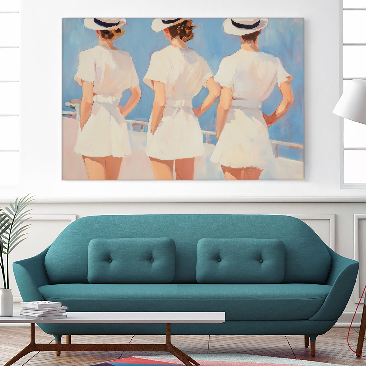 Retro Three Sailors by Melloi Art Prints on GIANT ART - woman paintings woman