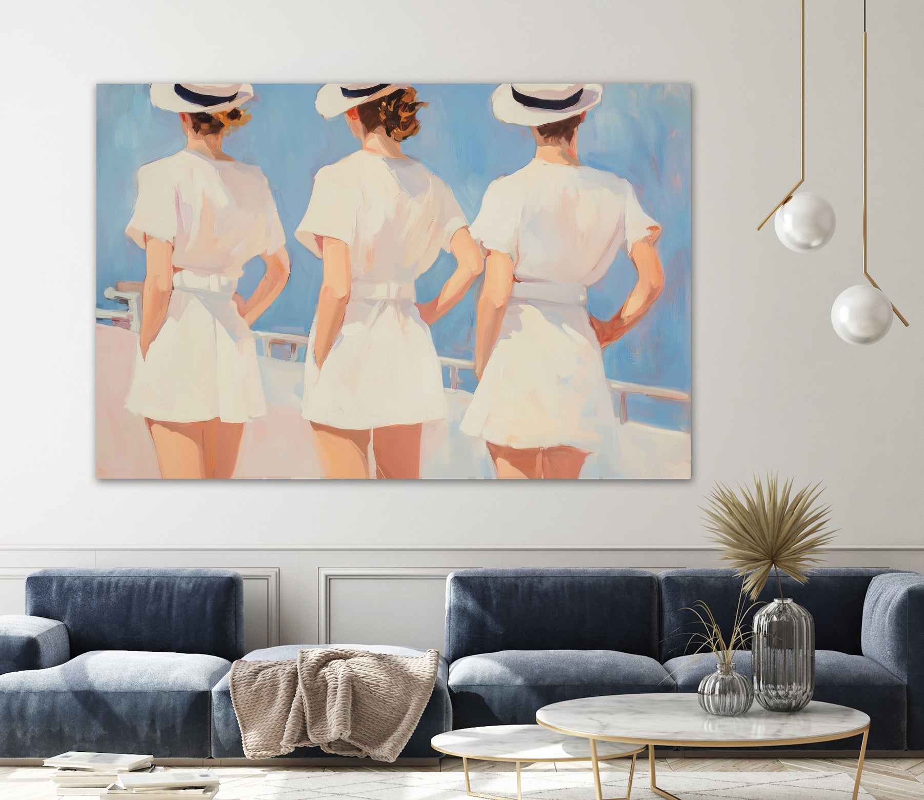 Retro Three Sailors by Melloi Art Prints on GIANT ART - woman paintings woman