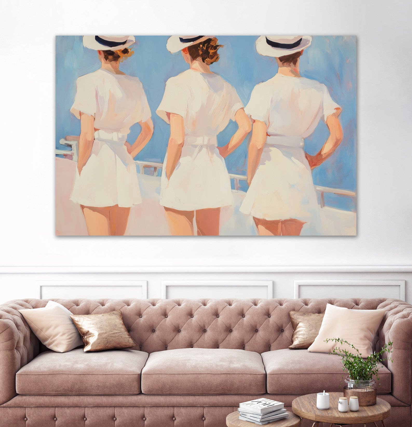 Retro Three Sailors by Melloi Art Prints on GIANT ART - woman paintings woman