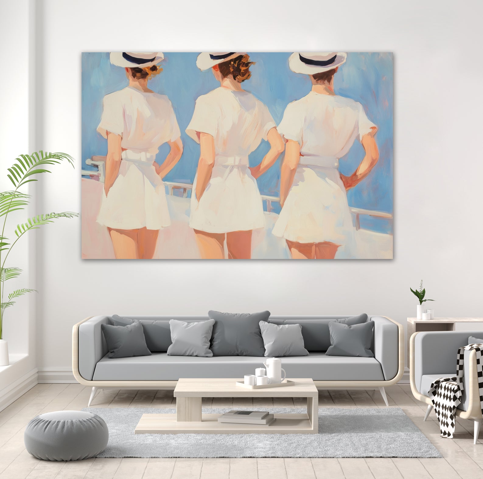 Retro Three Sailors by Melloi Art Prints on GIANT ART - woman paintings woman