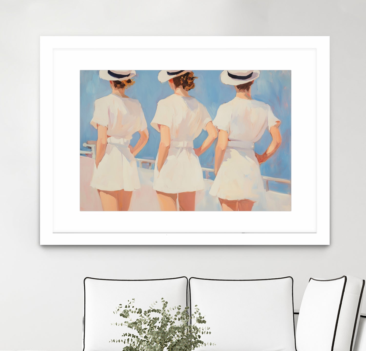 Retro Three Sailors by Melloi Art Prints on GIANT ART - woman paintings woman