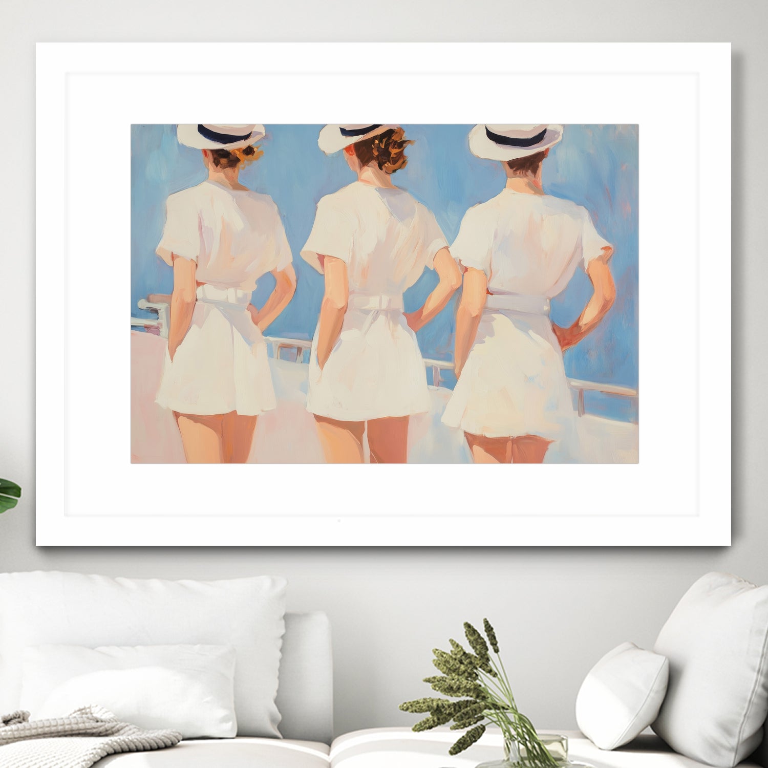 Retro Three Sailors by Melloi Art Prints on GIANT ART - woman paintings woman