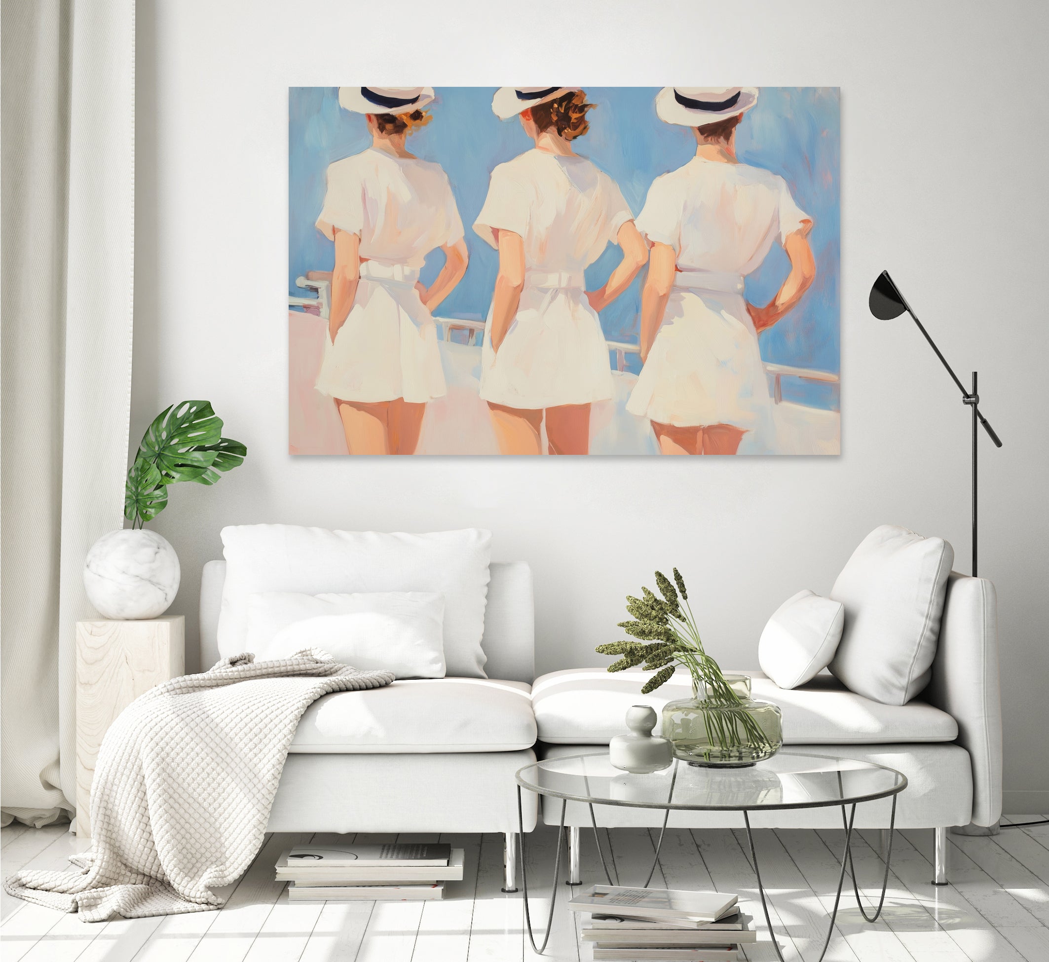 Retro Three Sailors by Melloi Art Prints on GIANT ART - woman paintings woman